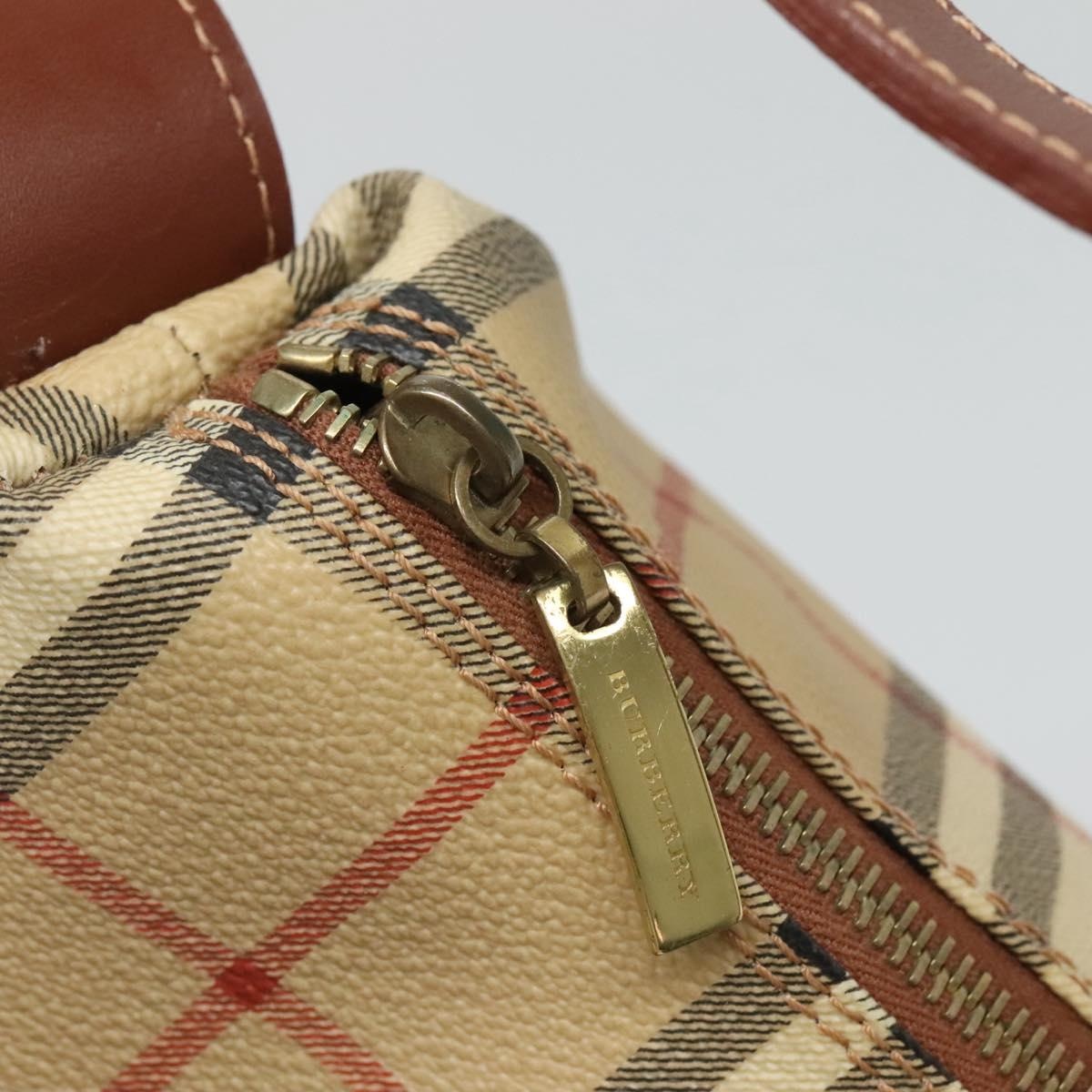 Burberry Nova Check Shoulder Bag Pvc Leather Beige Brown - 15