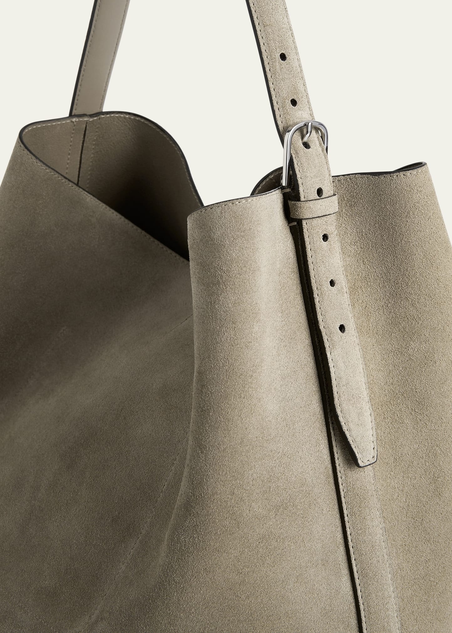 Large Belted Suede Tote Bag - 4