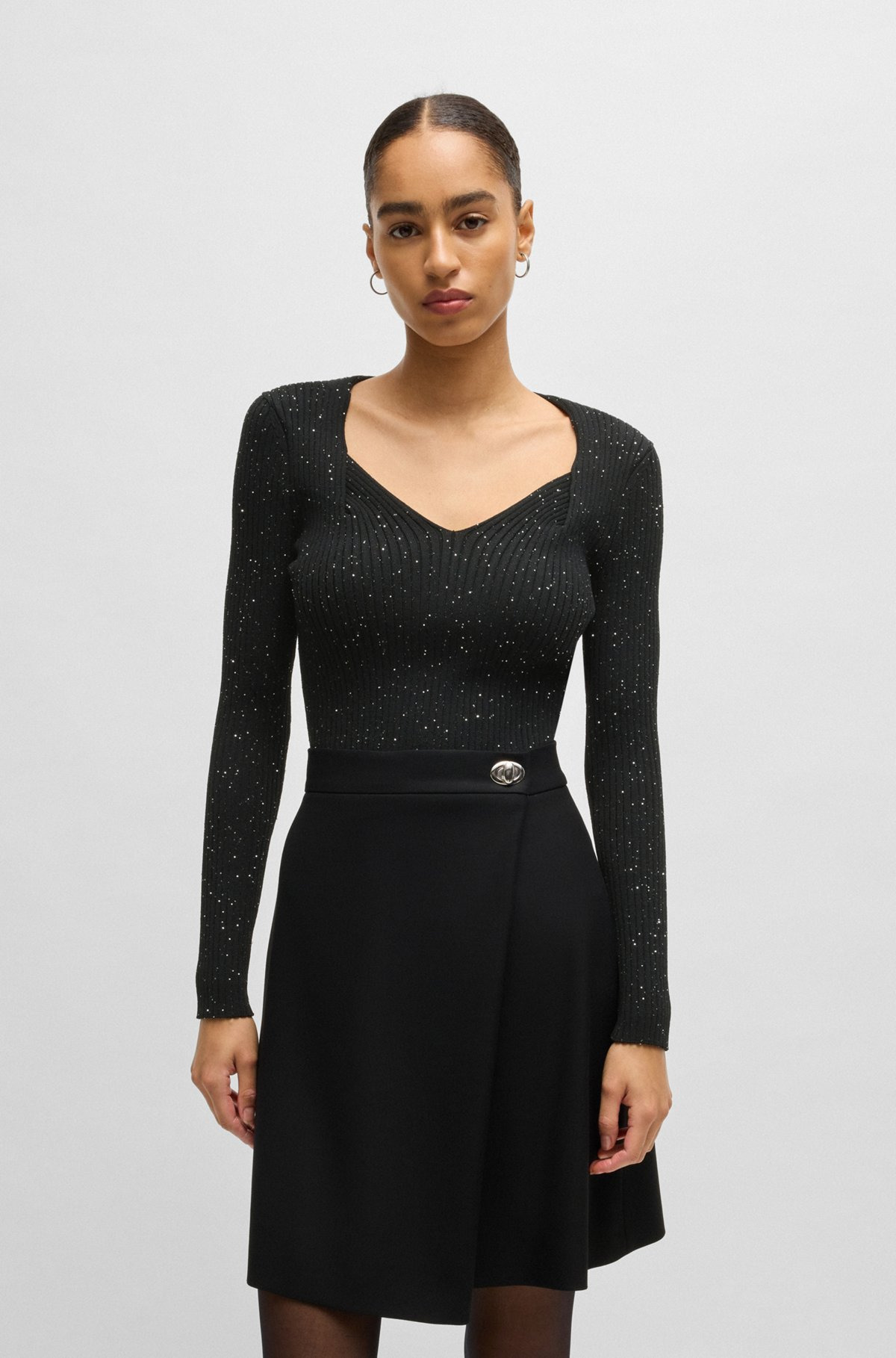 RIBBED SWEATER WITH SEQUIN EMBELLISHMENTS - 2