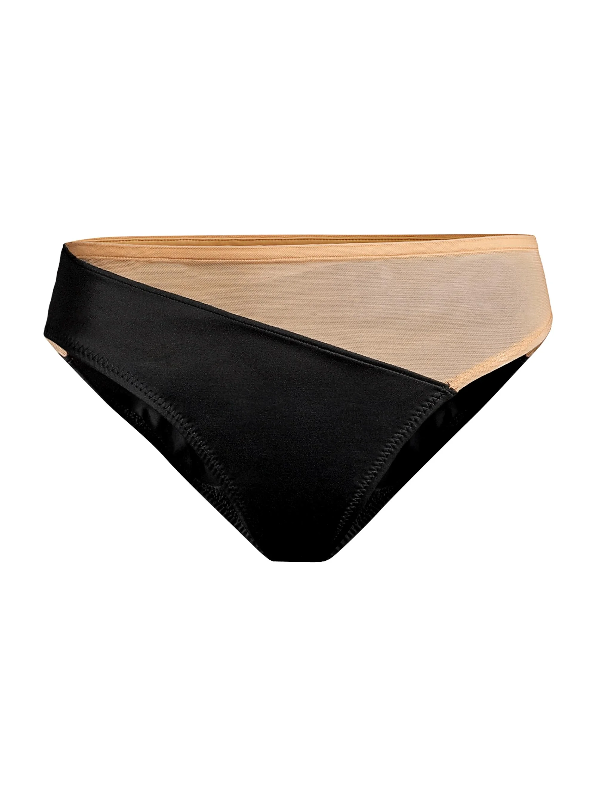 Women's Snake Mesh Bikini Bottom - Black Nude - 1