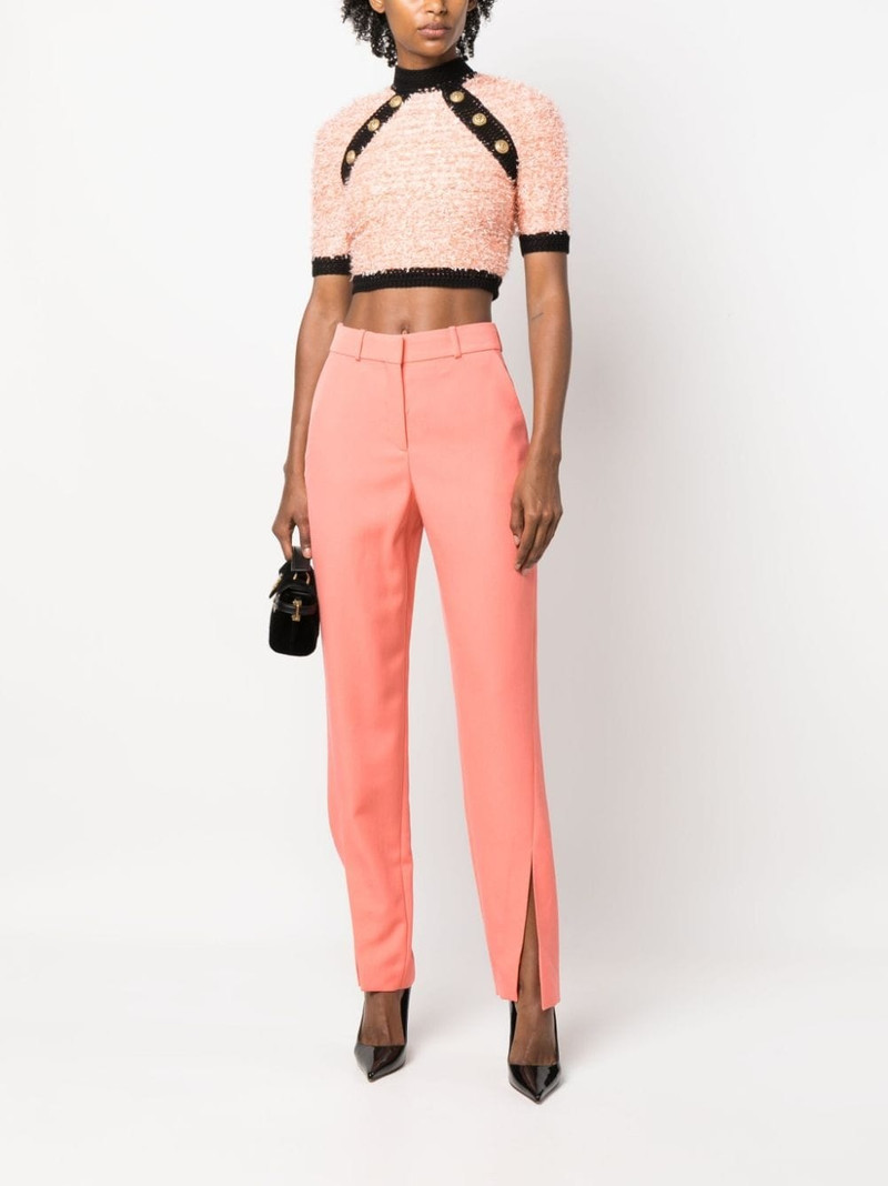 Balmain split-hem virgin wool tapered trousers outlook