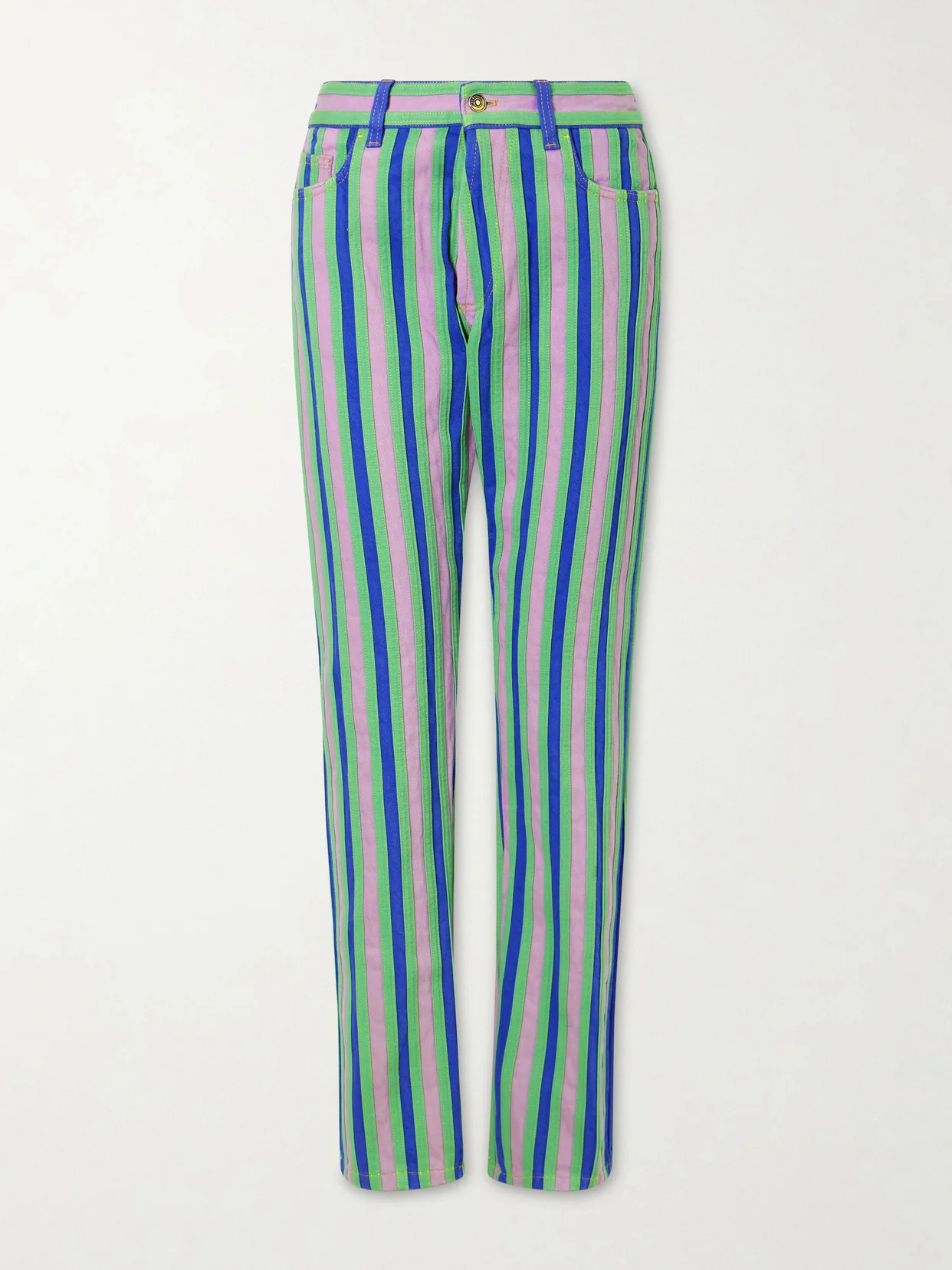 Striped Paneled Mid-rise Straight-leg Jeans - 1