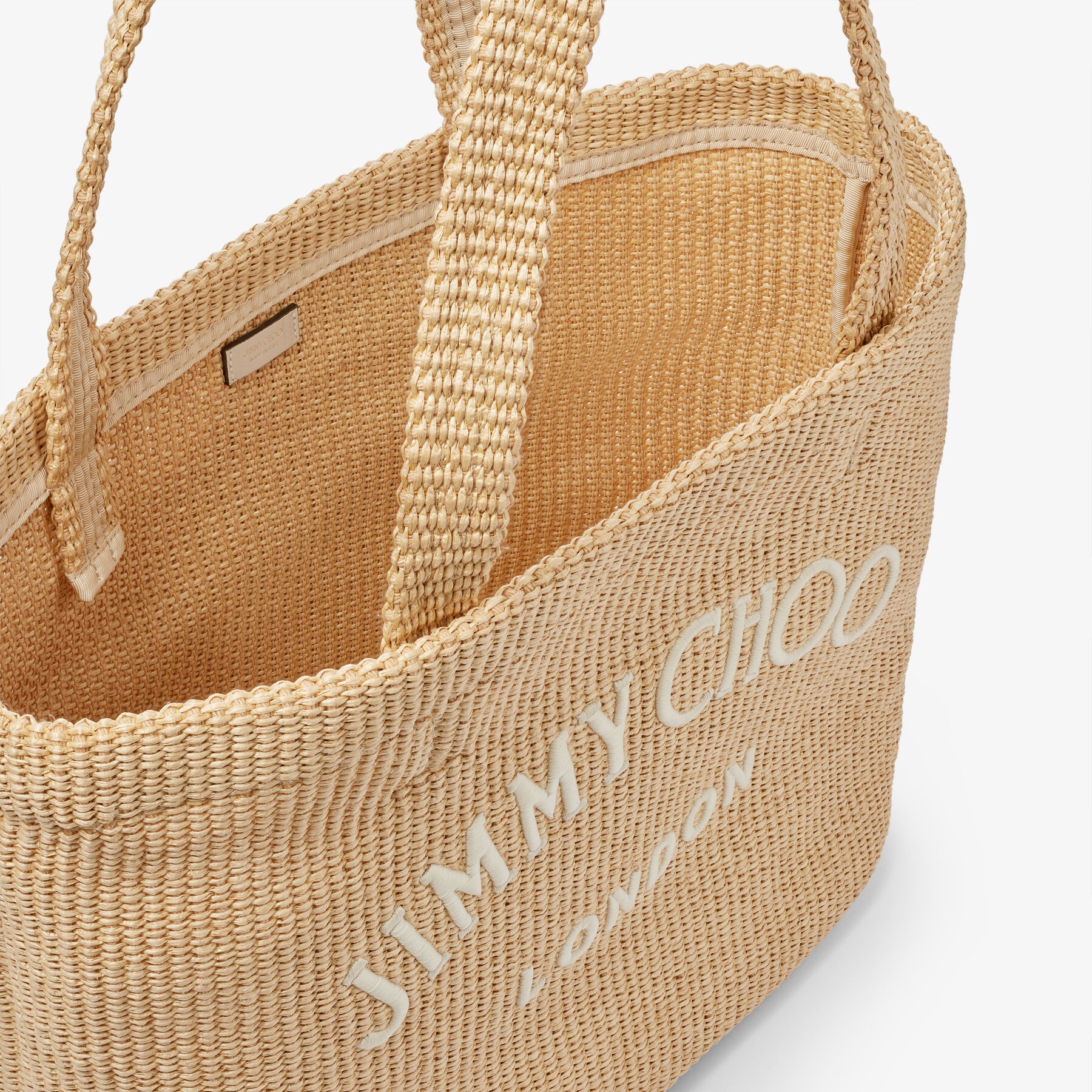 Beach Tote 
Natural Raffia Tote Bag with Jimmy Choo Embroidery - 5