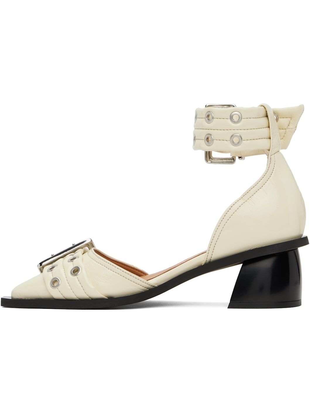 Off-White Feminine Buckle Open Cut Heels - 3