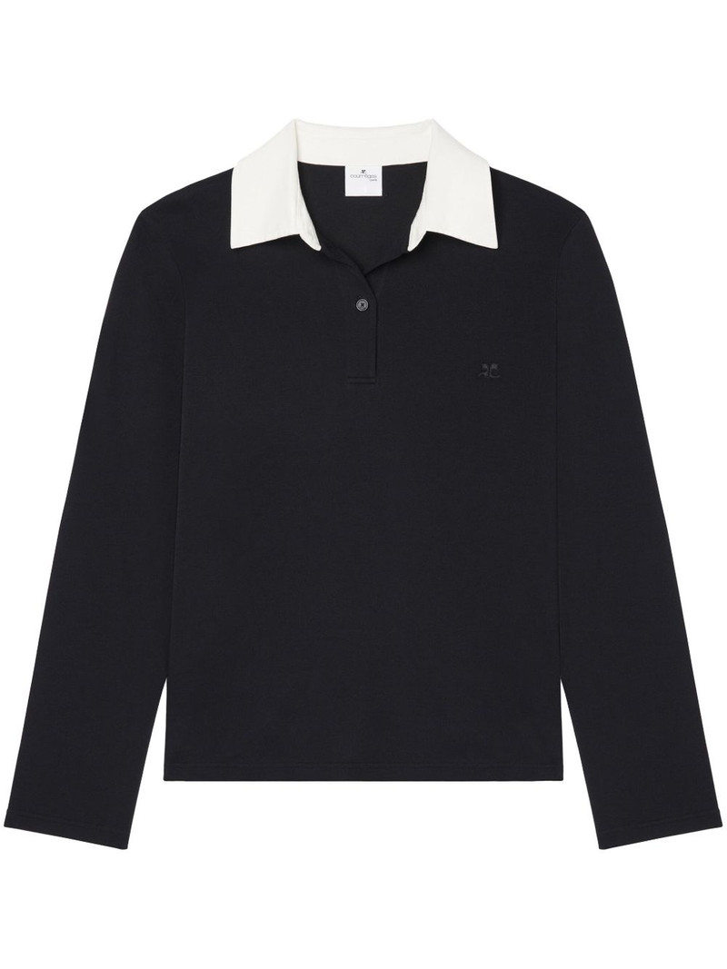 contrasting cotton blend polo shirt 1