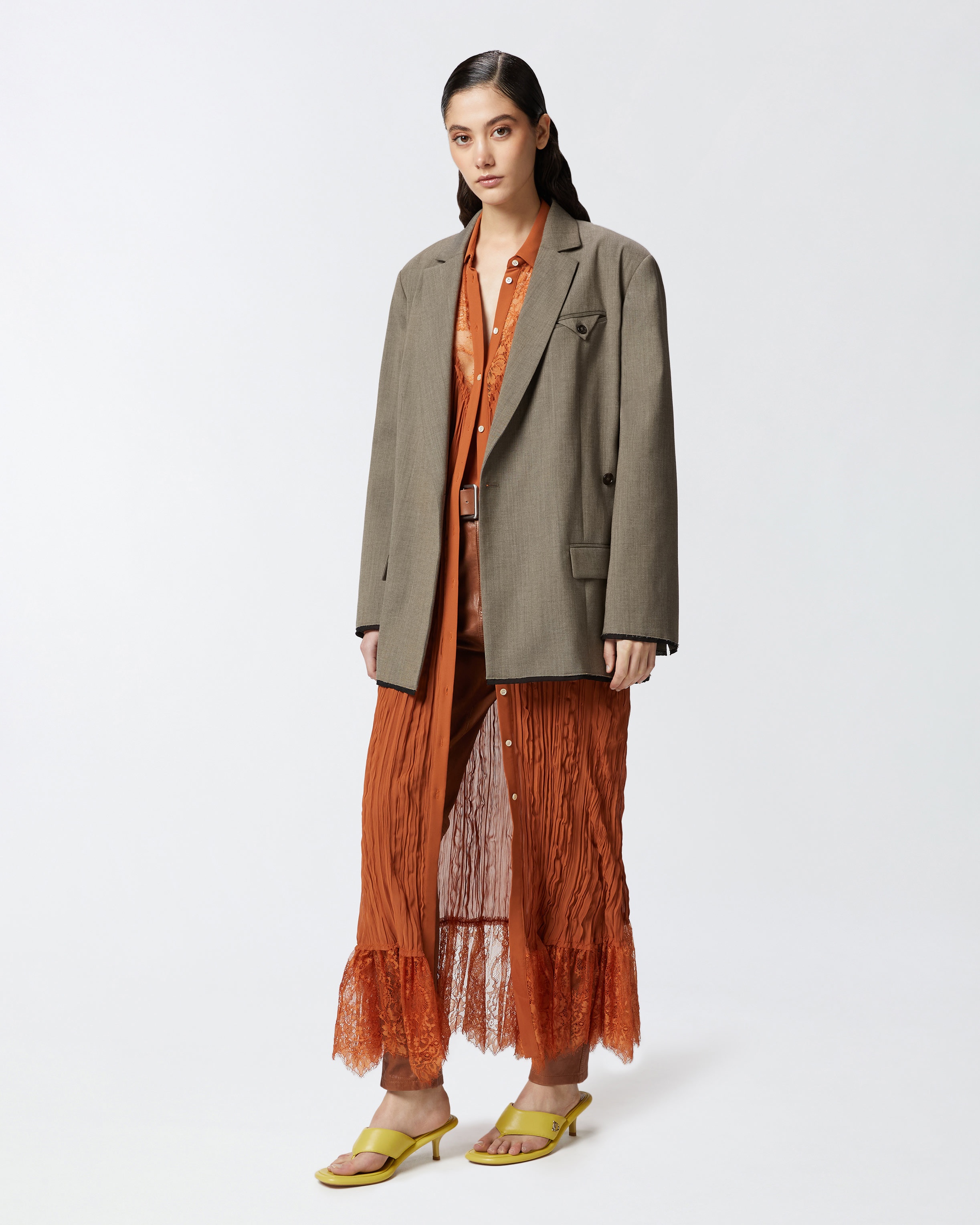 LONG SHIRT DRESS WITH LACE DETAILS - 6