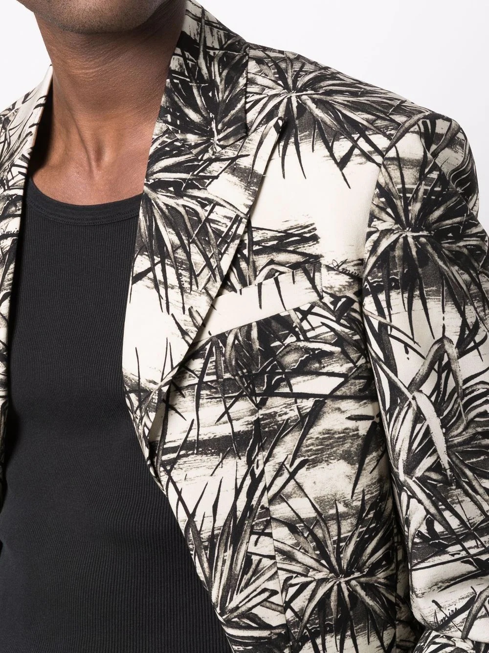 palm tree-print single-breasted blazer - 5