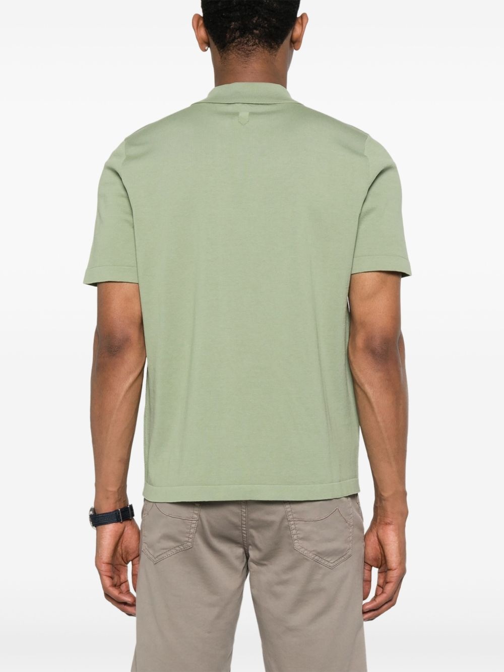 cotton zip-up polo shirt - 3