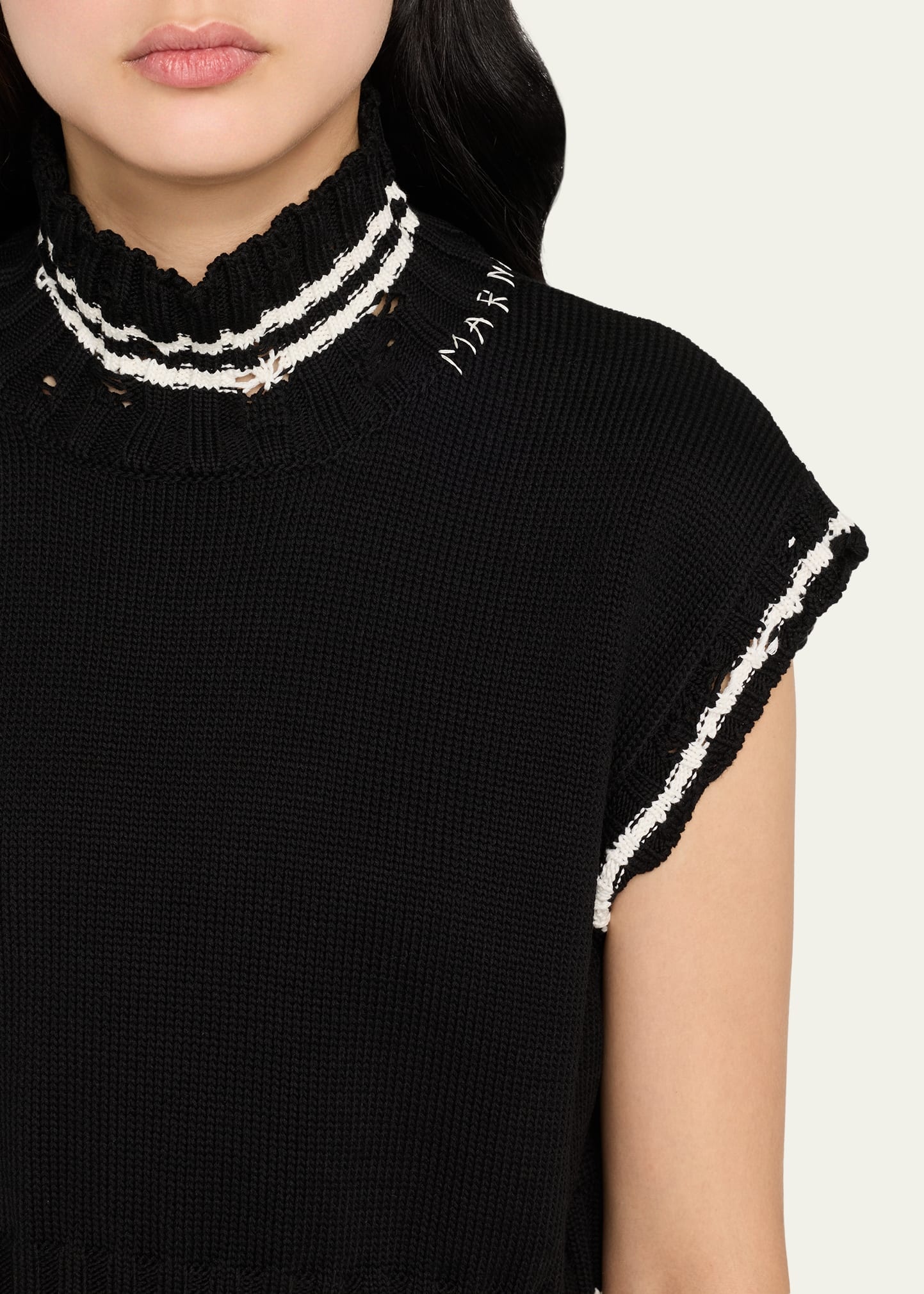 Turtleneck Sleeveless Boxy Sweater - 5