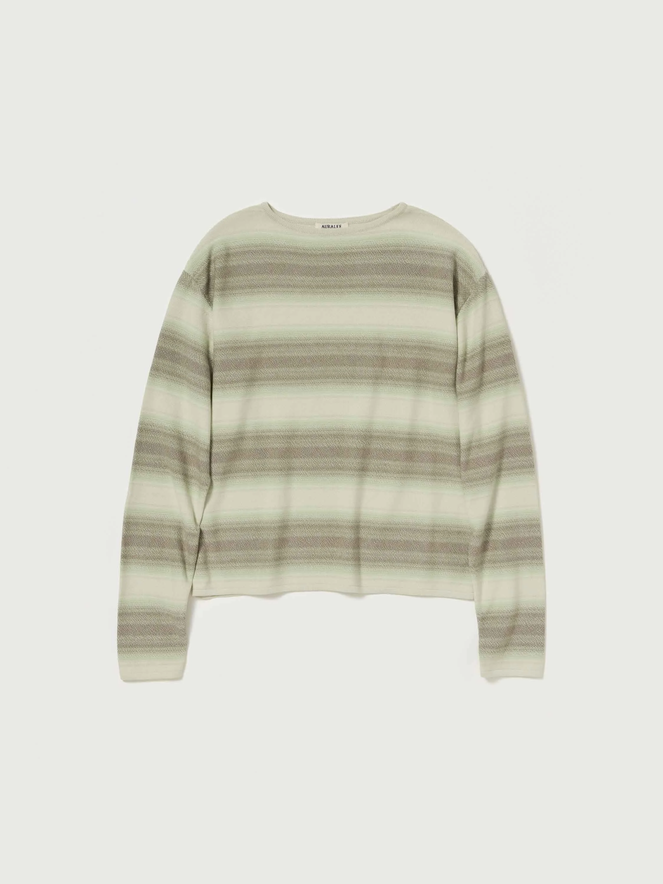 COTTON SILK GRADIENT STRIPE KNIT BOAT NECK P/O - 1