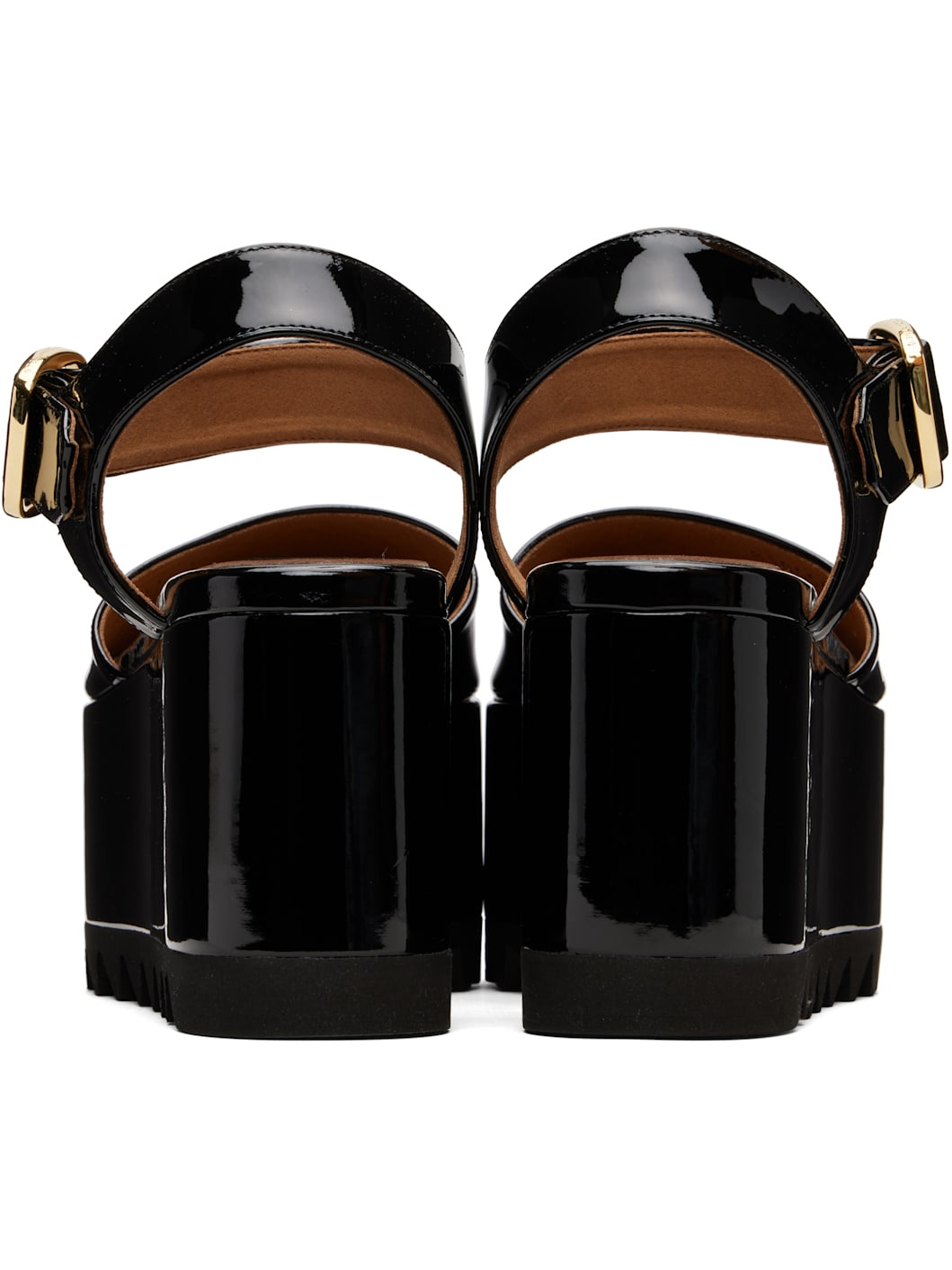 Black Elyse Patent Platform Sandals - 2