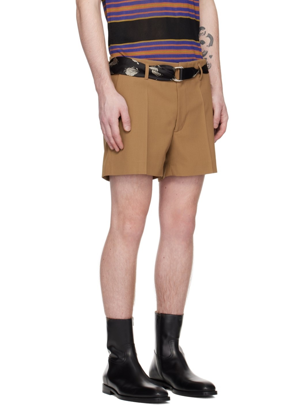 Brown Creased Shorts - 2