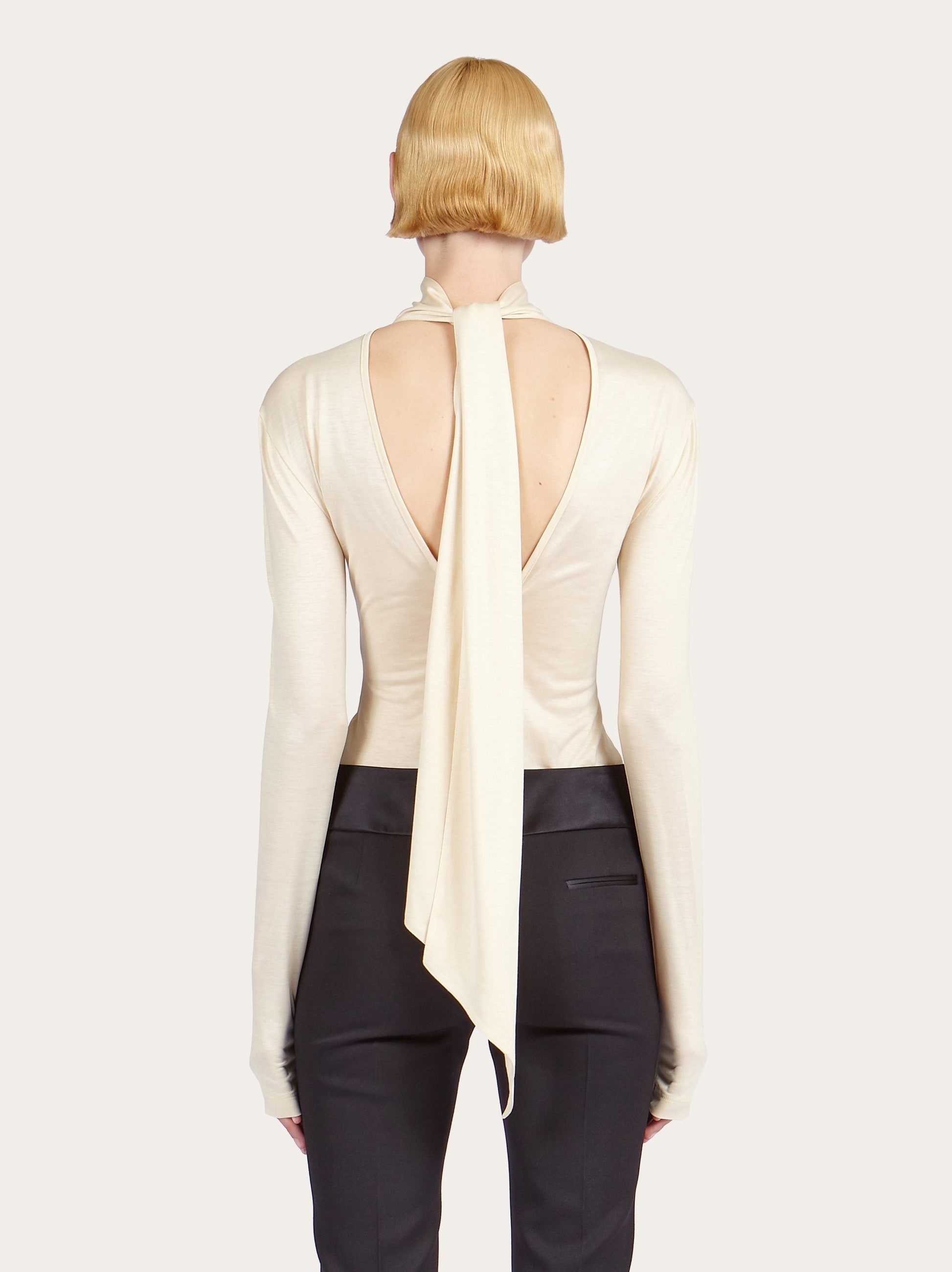 Jersey turtleneck with low cut back - 3