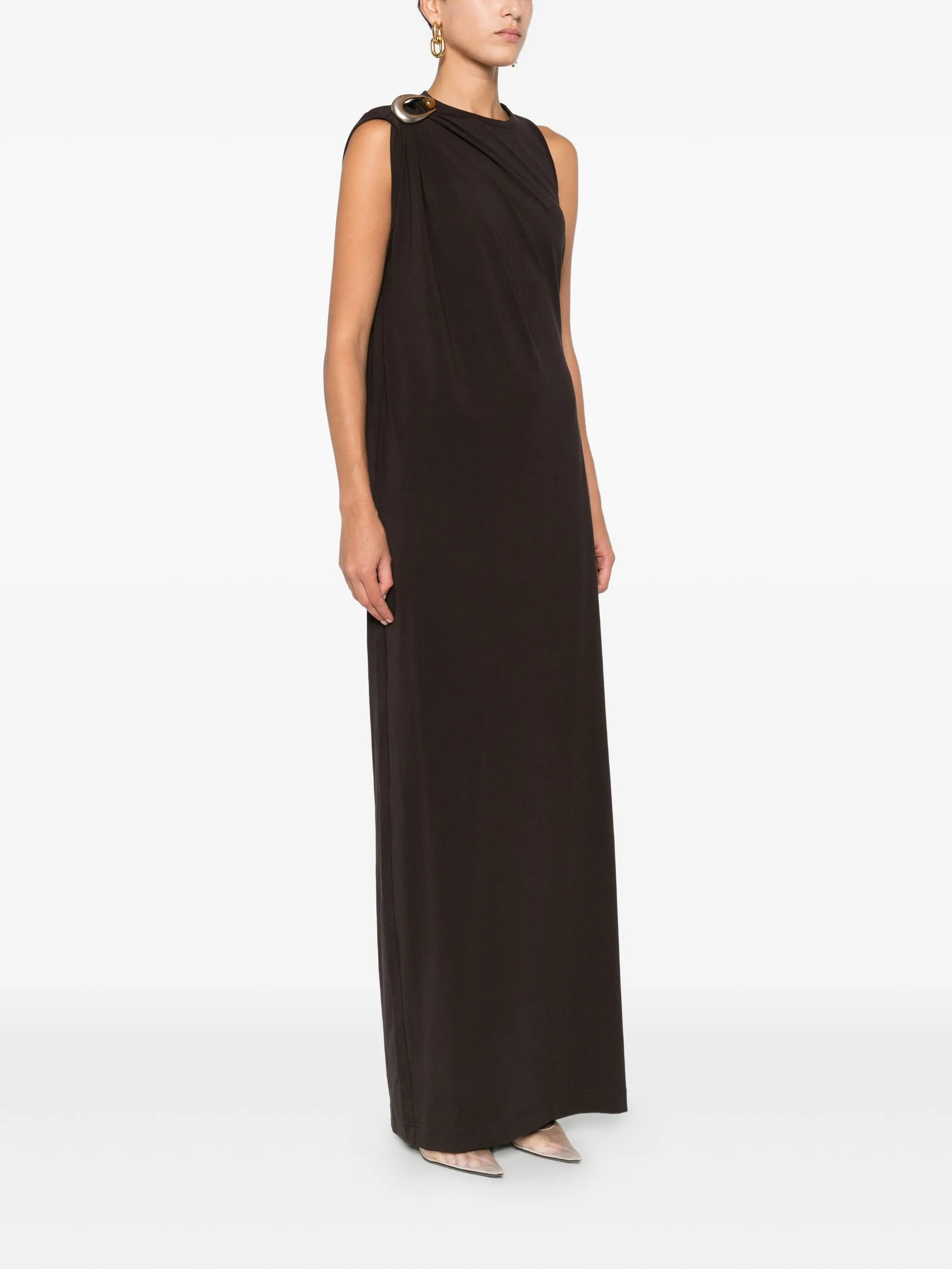 draped ring-detail maxi dress - 3