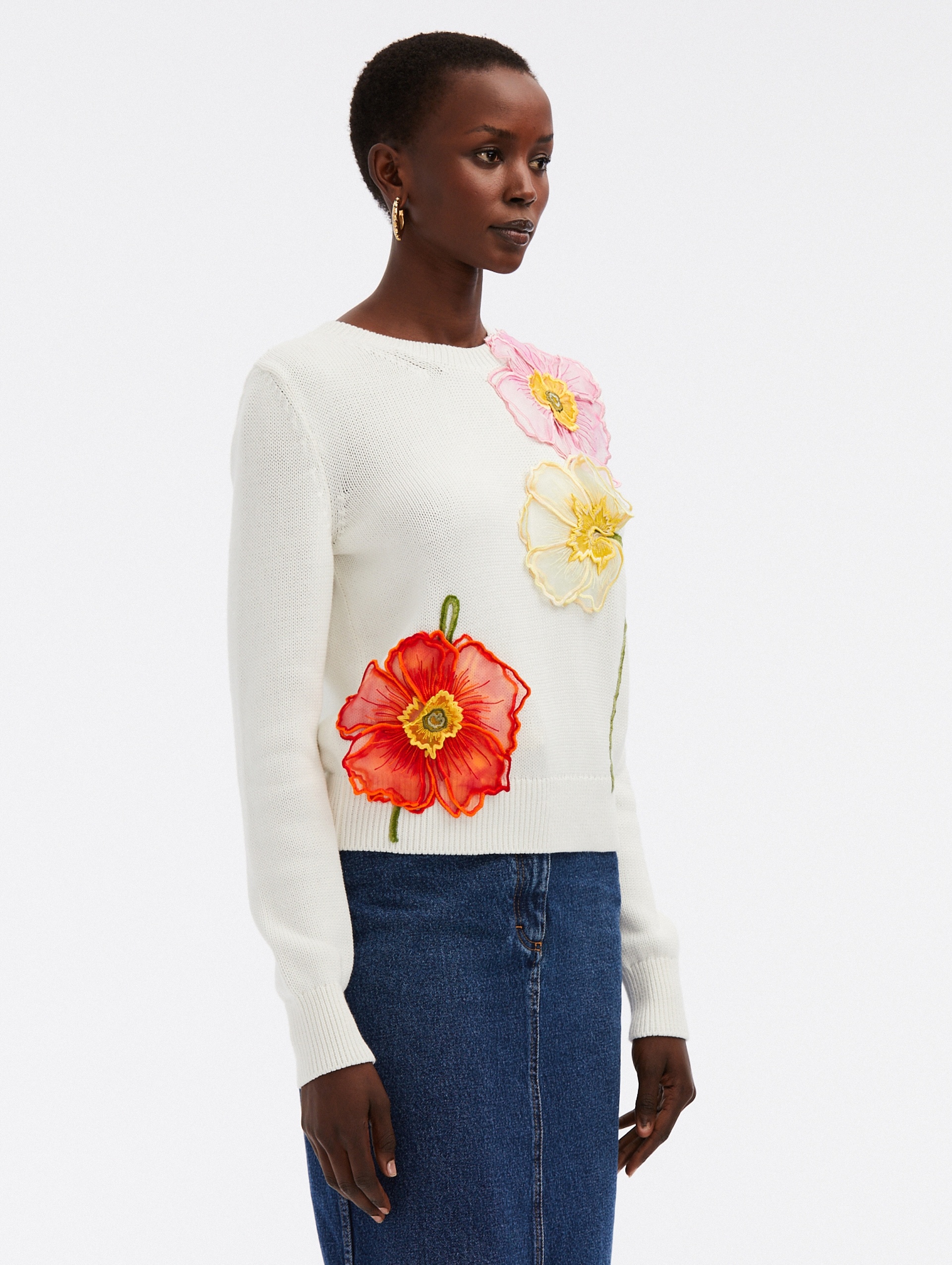 PAINTED POPPIES EMBROIDERED PULLOVER - 3