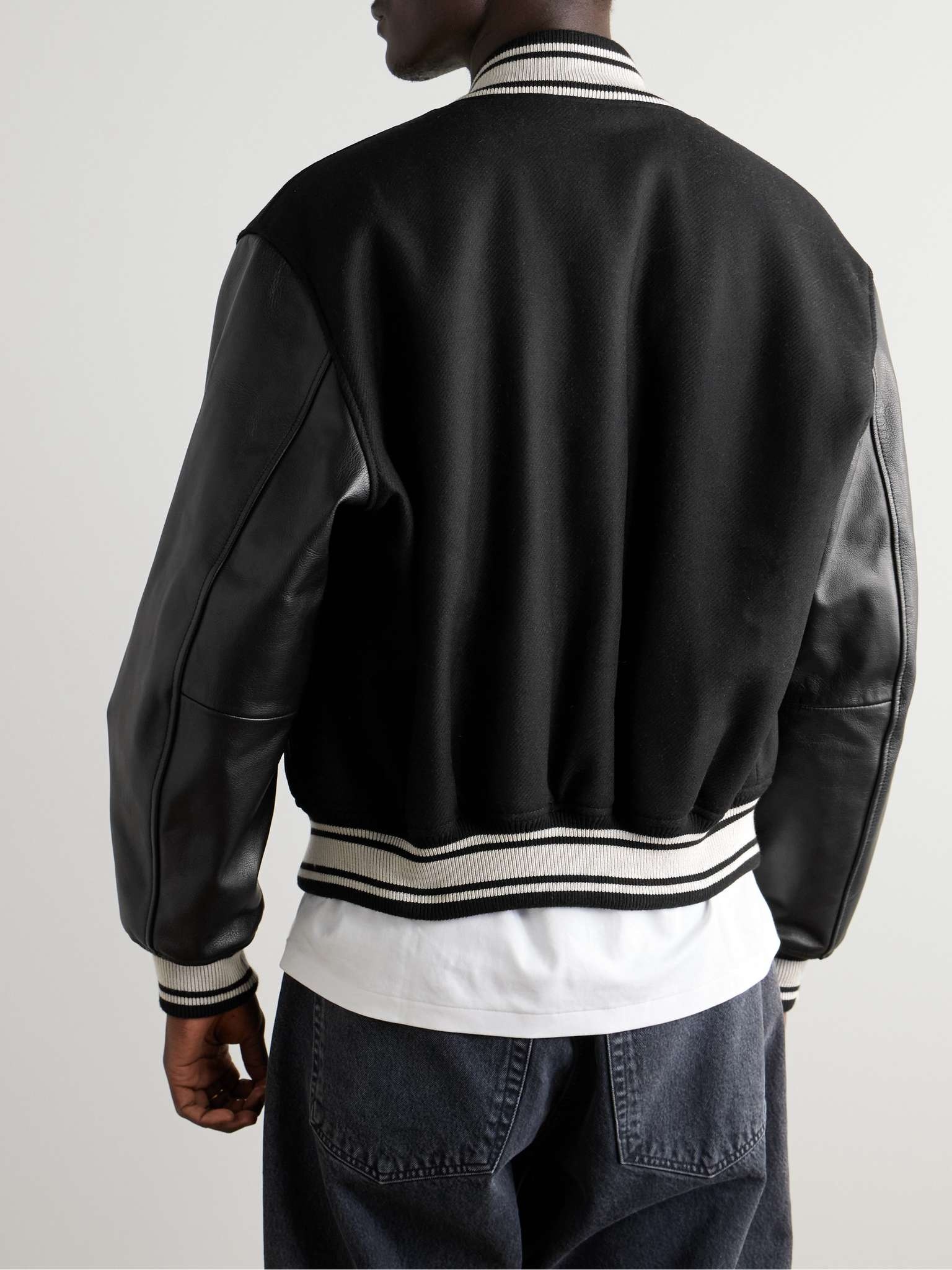 + RSVP GALLERY Logo-Appliquéd Leather-Trimmed Wool-Blend Felt Varsity Jacket - 3