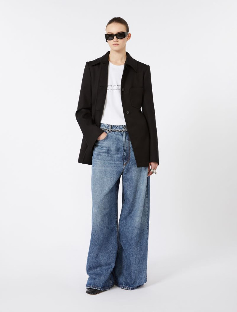 Sportmax Fitted gabardine shirt jacket - black outlook