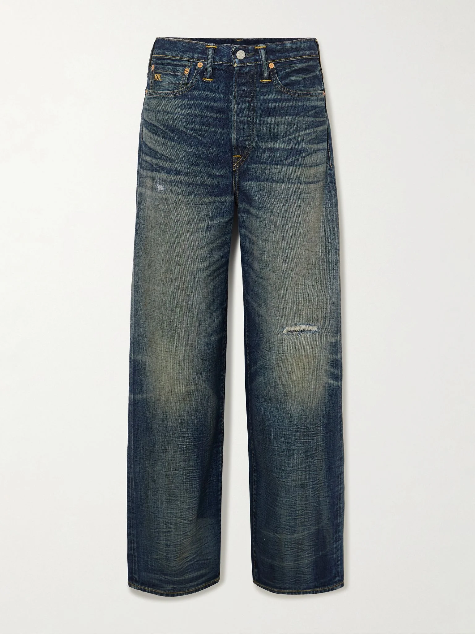 Distressed high-rise wide-leg jeans Dark denim - 1