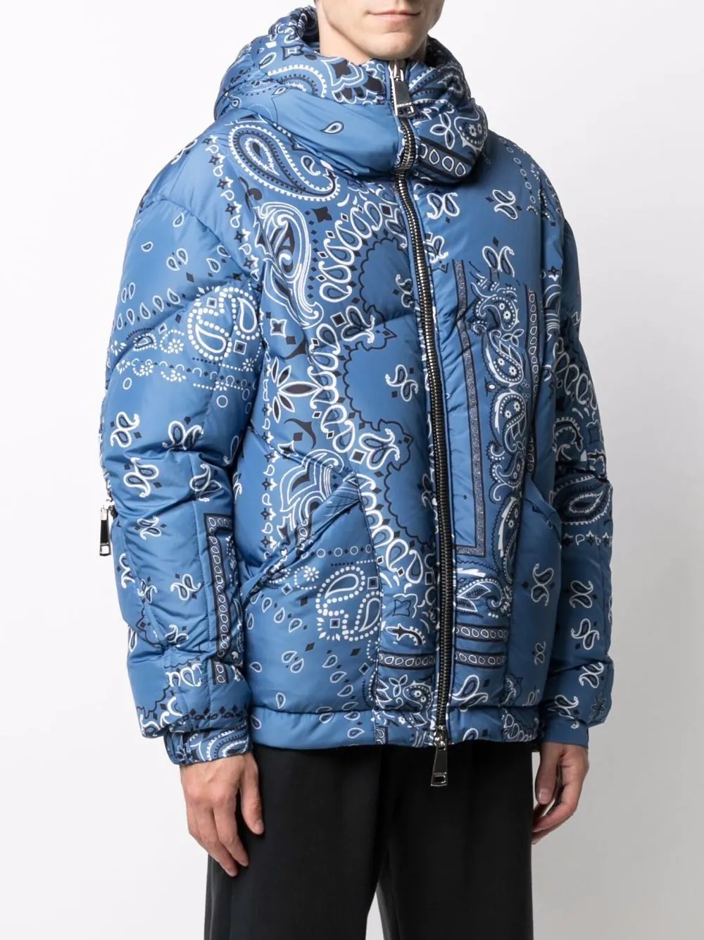 bandana-print hooded puffer jacket - 3