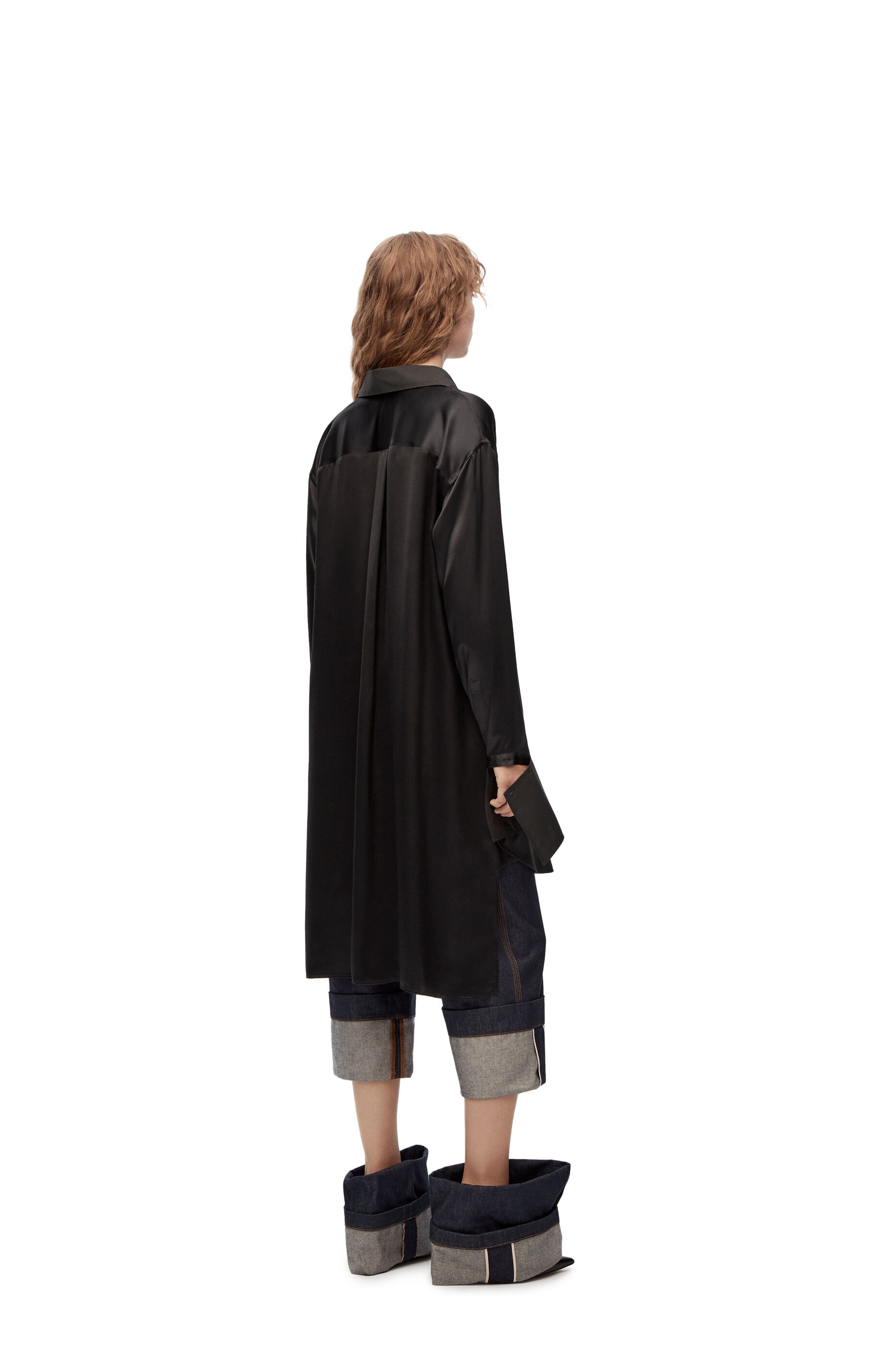 Deconstructed shirt dress in silk - 3