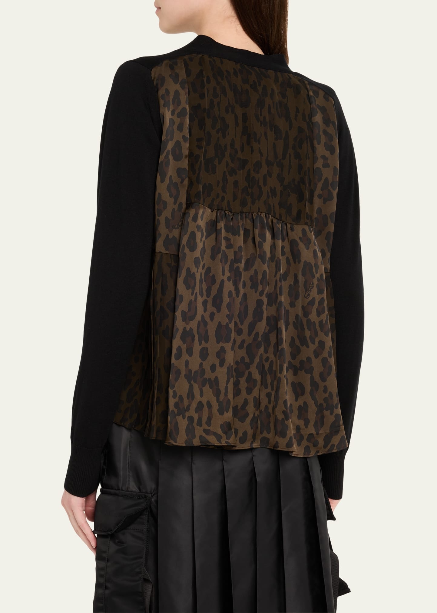 Leopard Print Back Knit Button Down Cardigan - 3