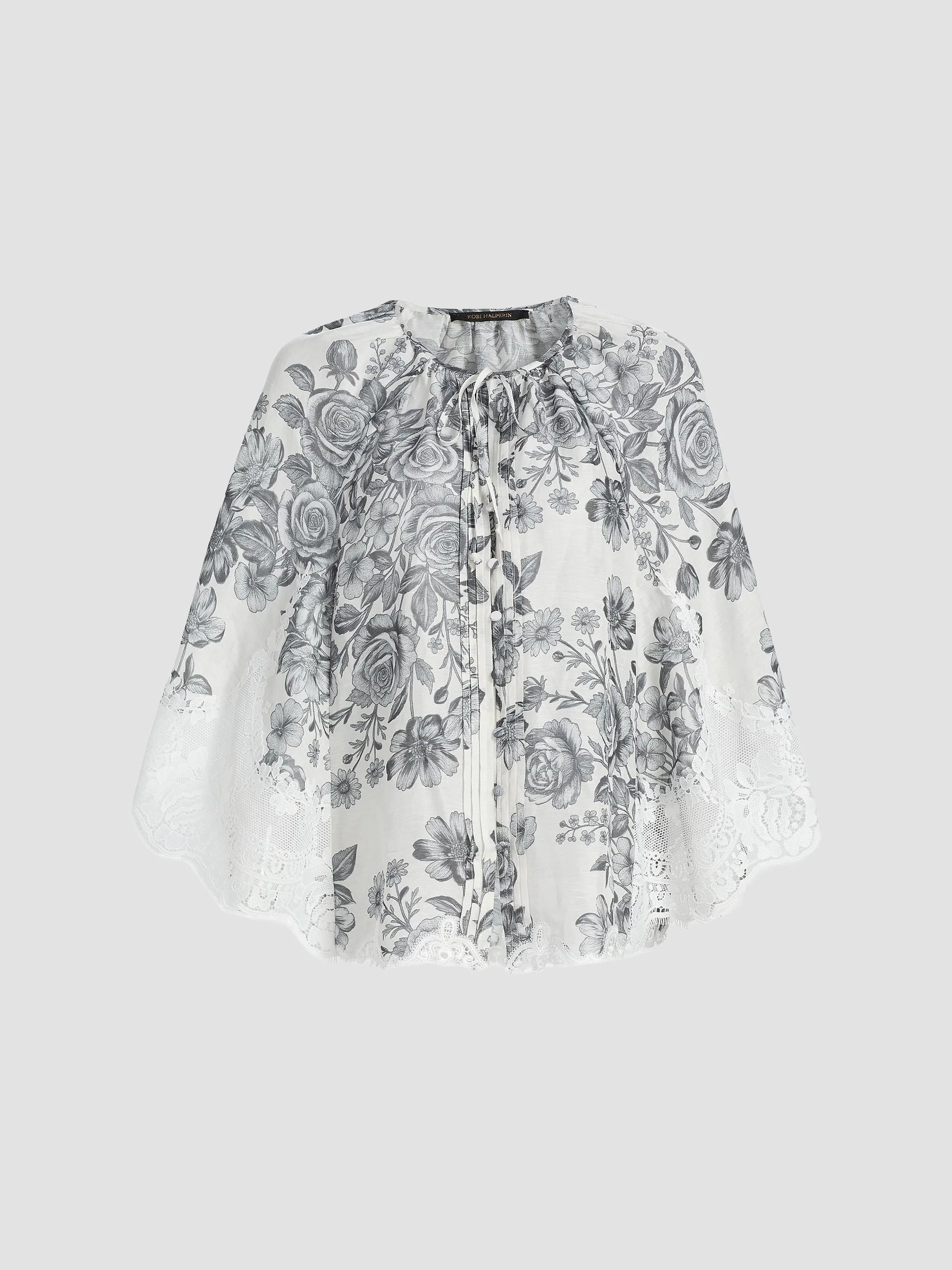 Women's Paloma Floral Lace-Trim Blouse - Ivory Multi - 1