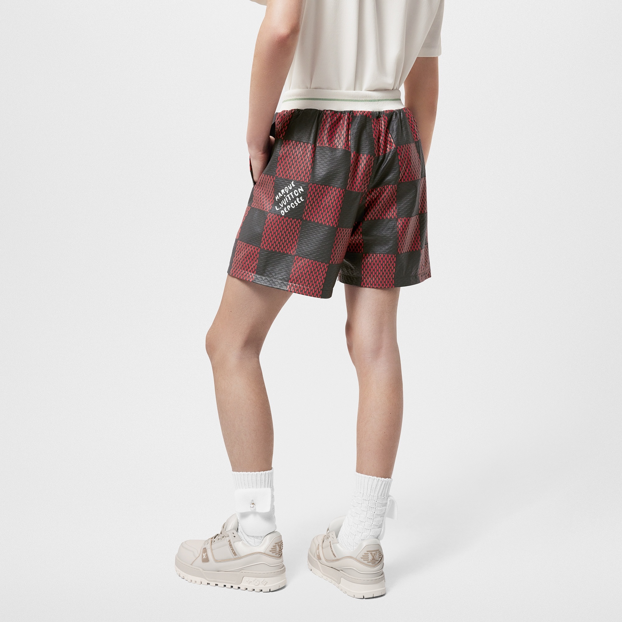 Leather Intarsia Damier Rugby Shorts - 5