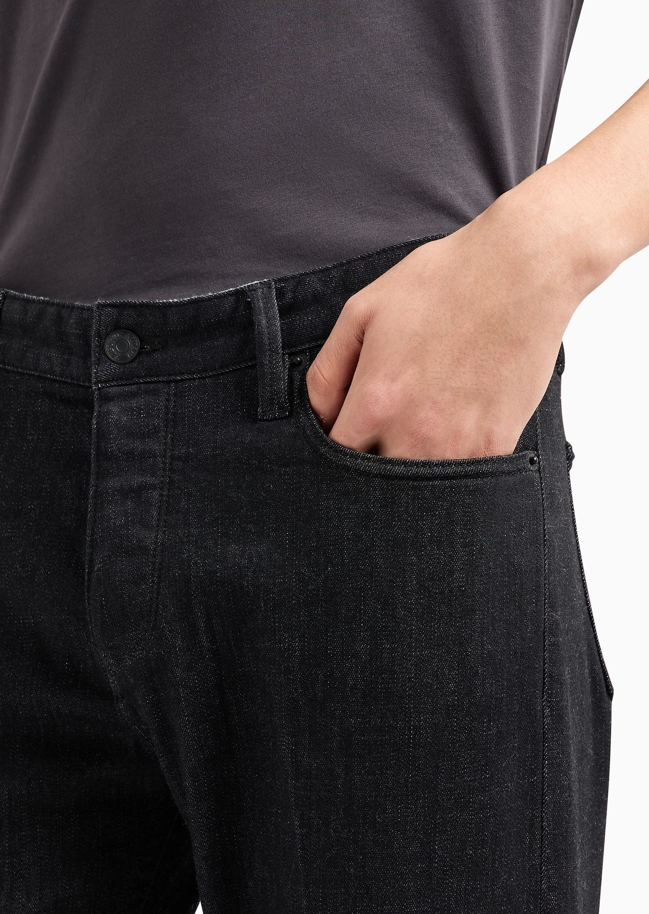 J75 slim-fit jeans in marble-wash, jersey fleece-feel stretch denim - 5