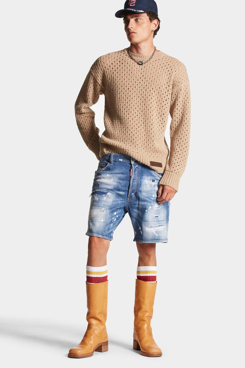 MEDIUM MENDED RIPS WASH MARINE SHORTS - 3
