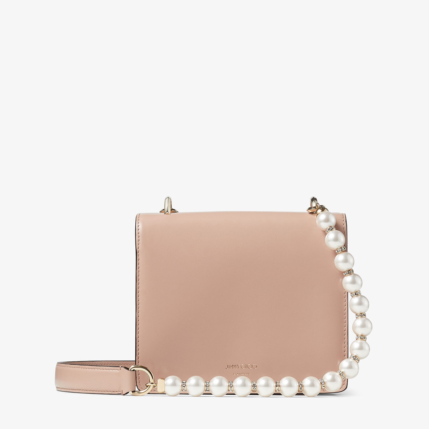 Varenne Quad XS
Ballet Pink Box Leather Shoulder Bag with Pearl Strap - 8