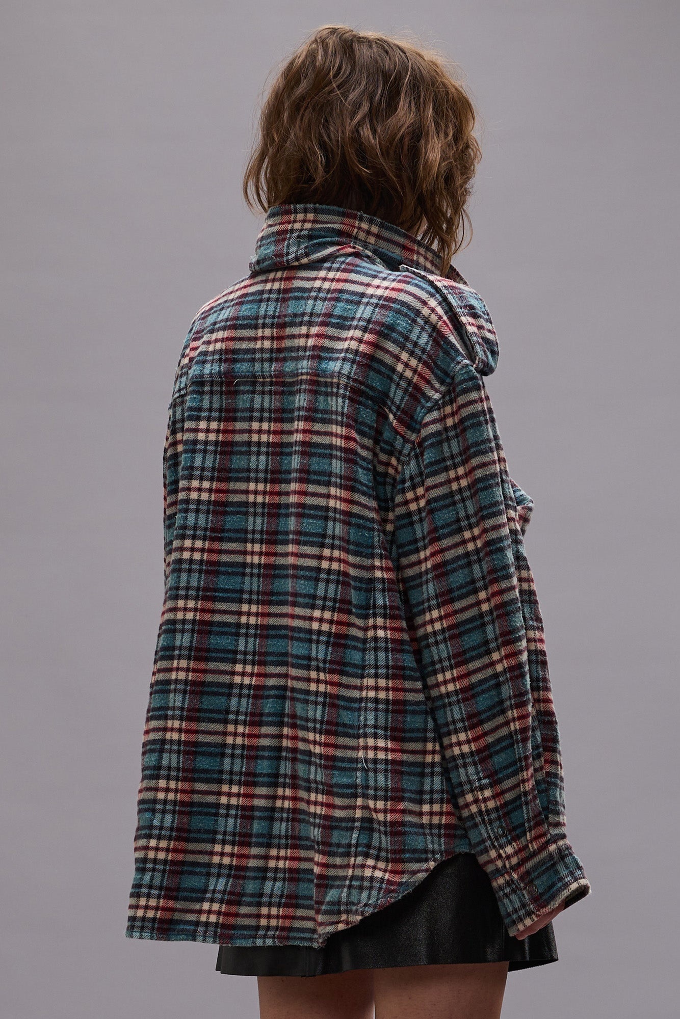 HIGH NECK SHIRT - BLUE PLAID - R13 - 7