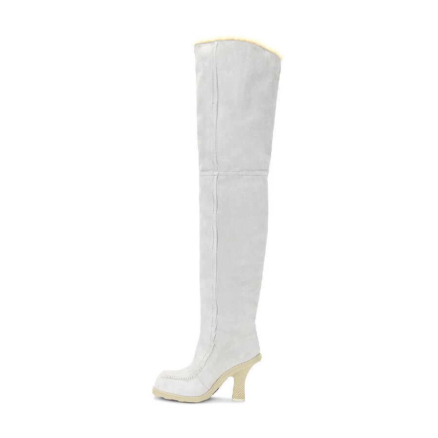 Burberry Suede-shearling Highland Boots 90 In Foam/butter - 5