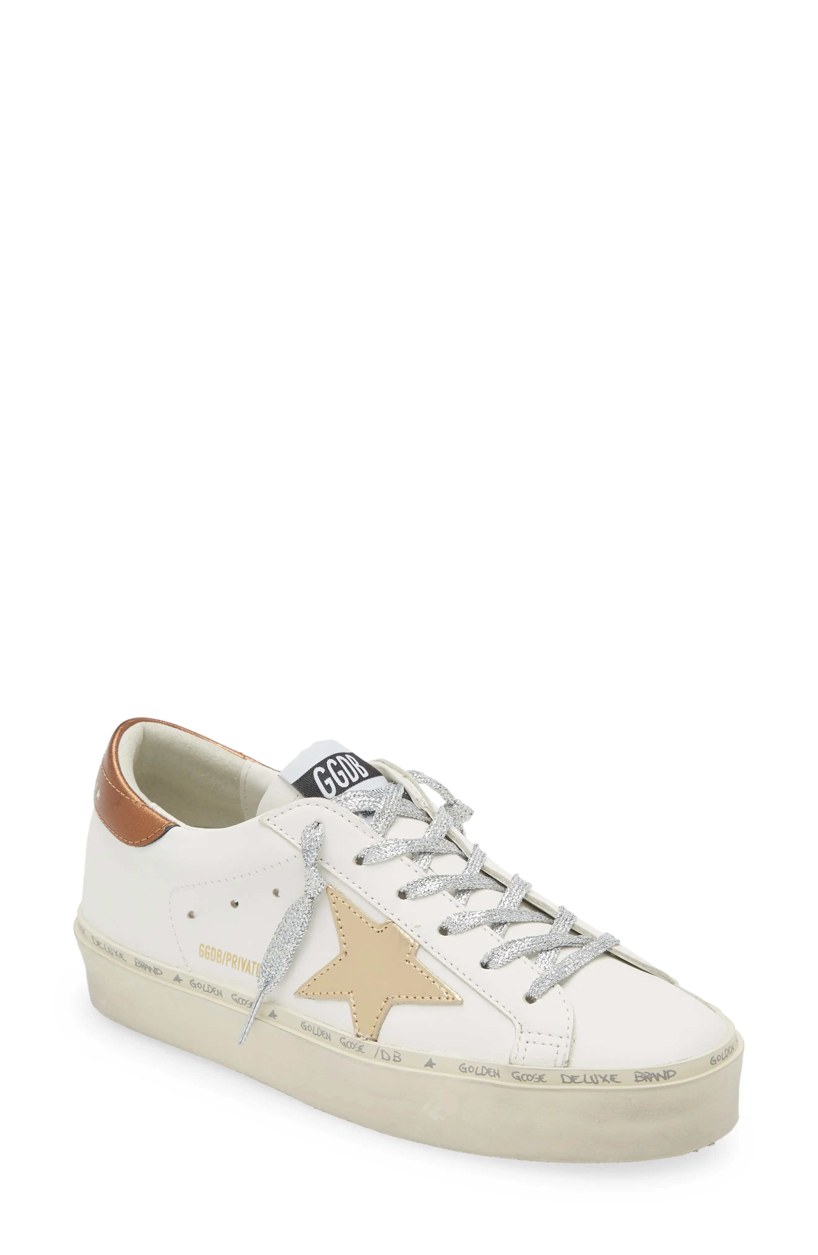 Hi Star Low Top Platform Sneaker in White/Gold - 1