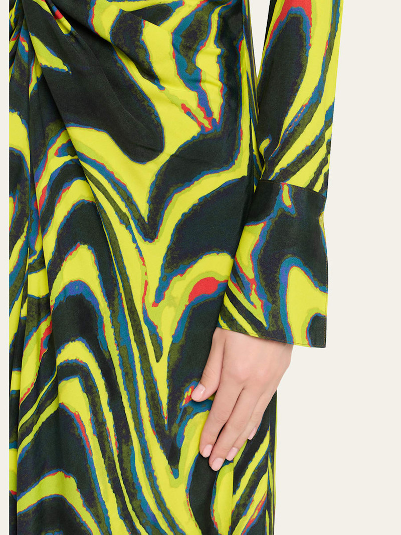 CHRISTOPHER JOHN ROGERS Printed Knotted Waist Midi Dress outlook