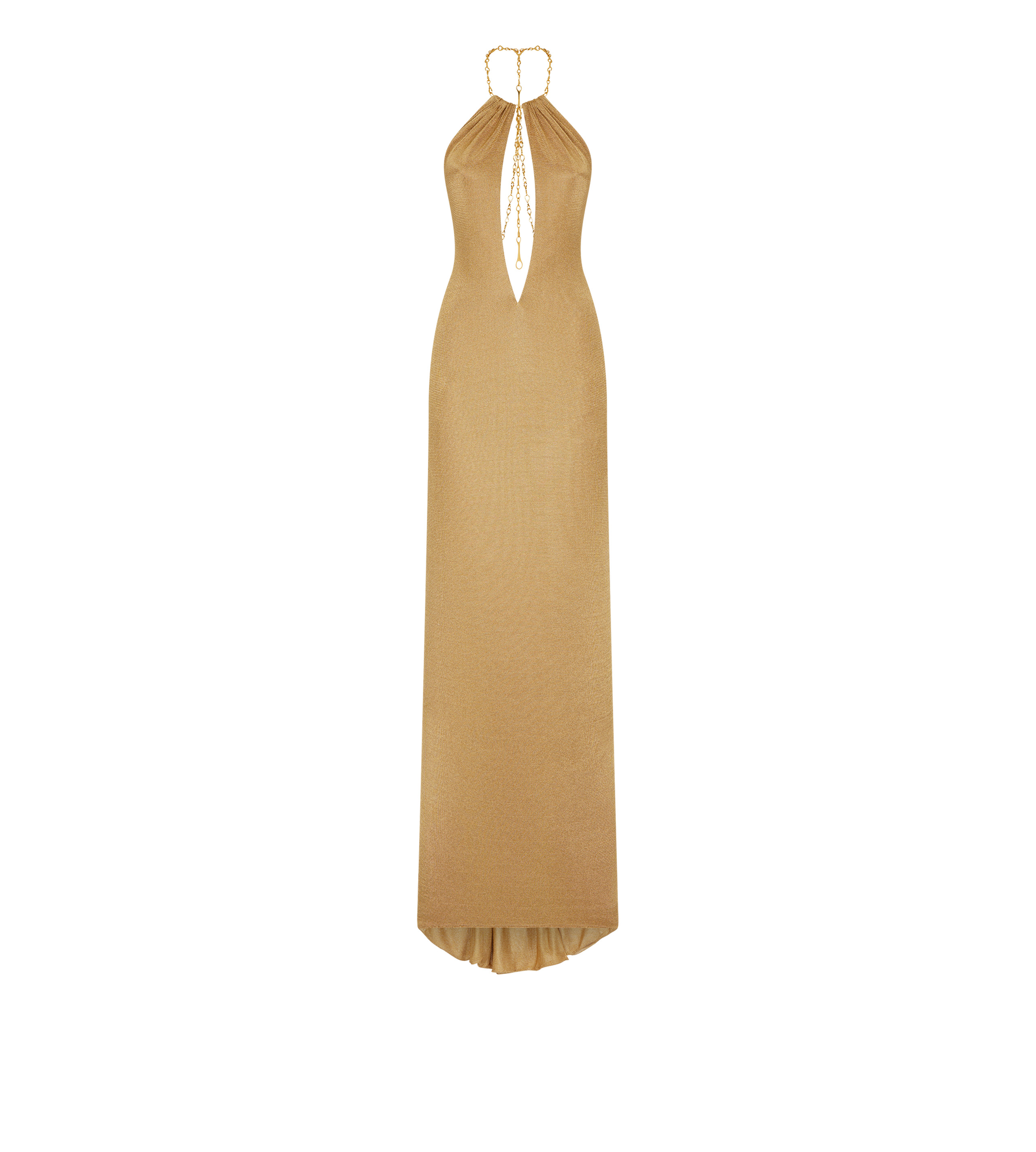 LUSTROUS HALTER NECK EVENING DRESS - 1