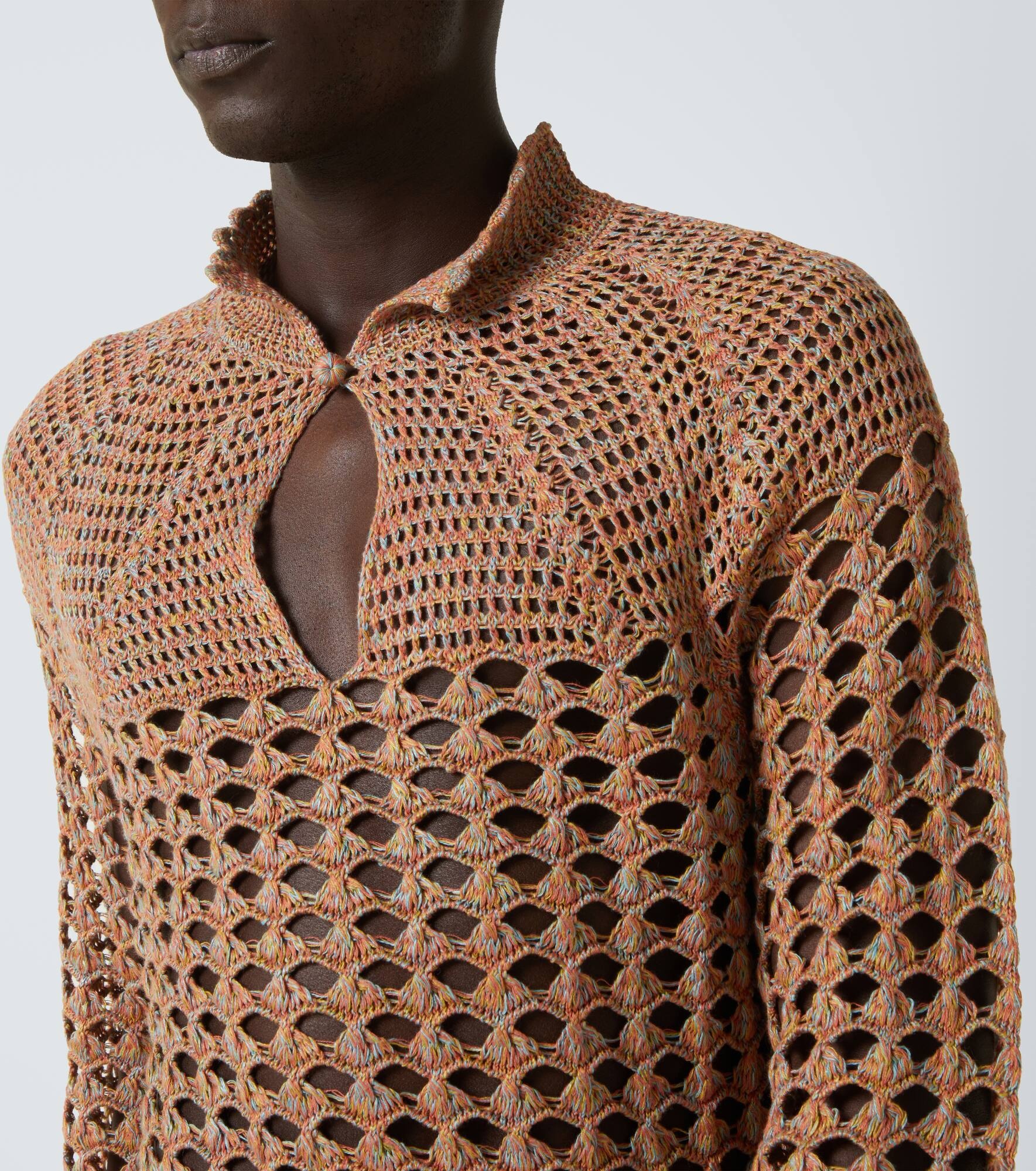 Crochet linen and cotton blouse - 5
