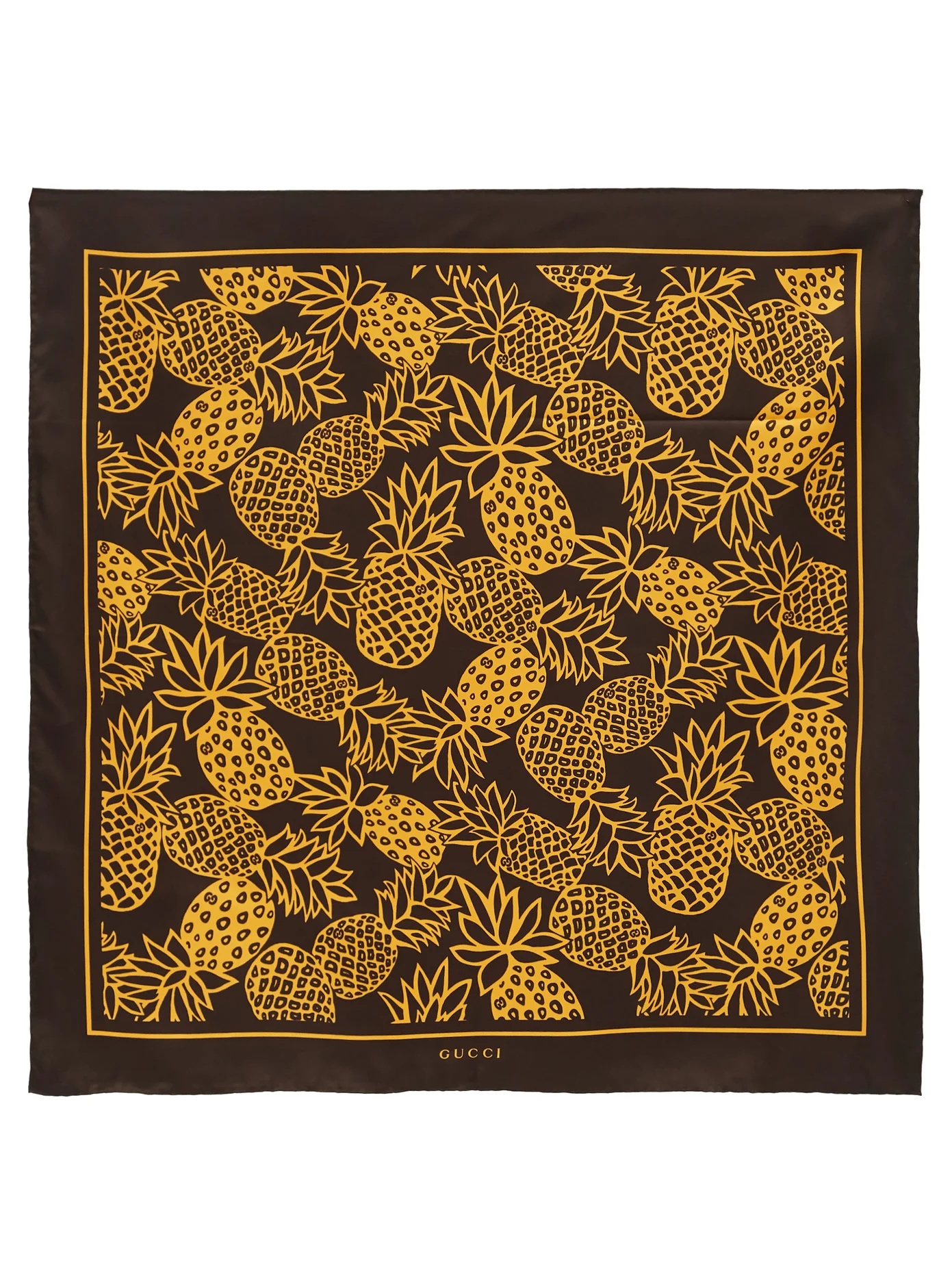 Pineapple-print silk-twill scarf - 4