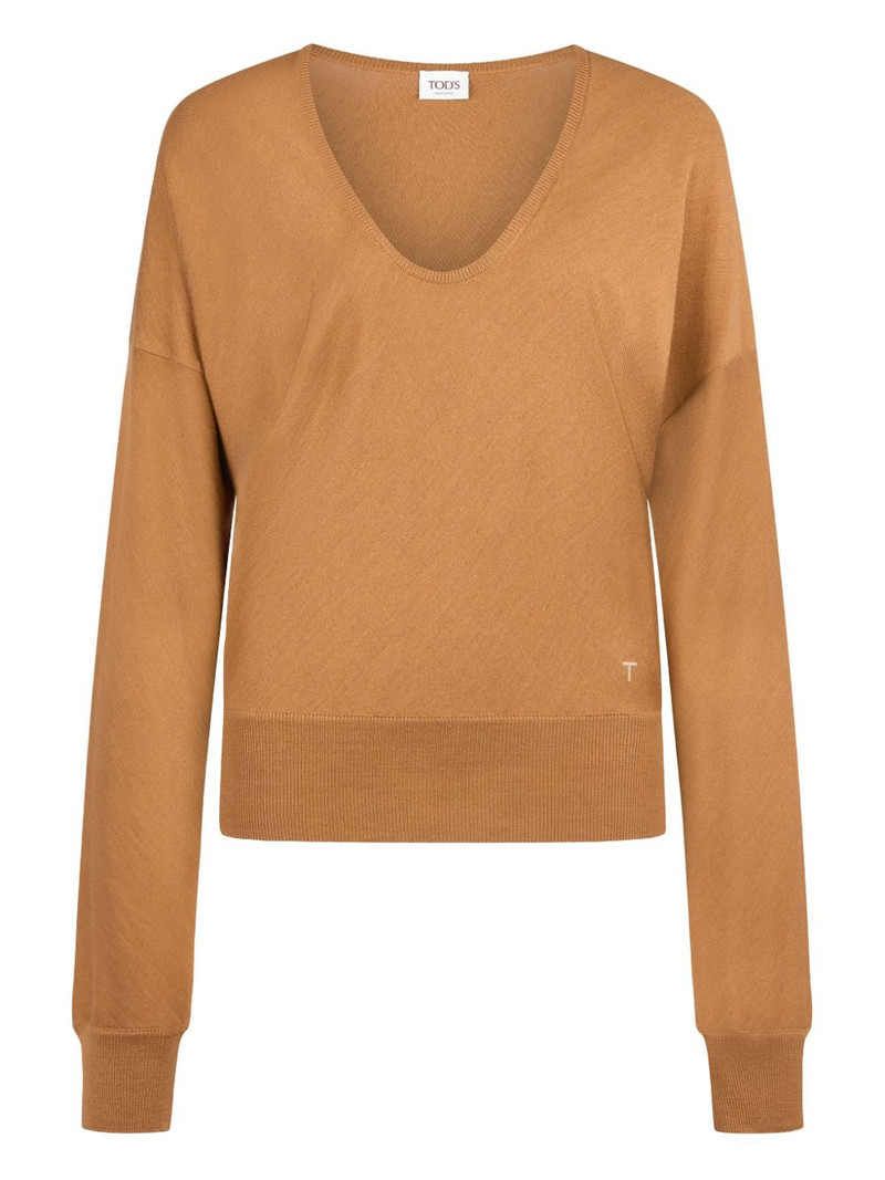 V-neck wool-silk blend sweater 1