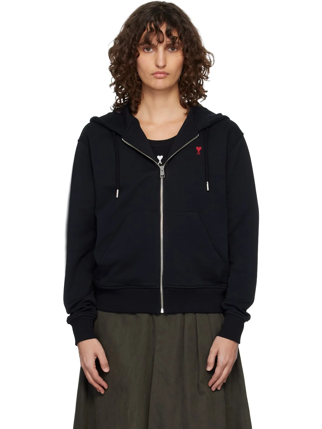 Black Ami de Coeur Zipped Hoodie - 1