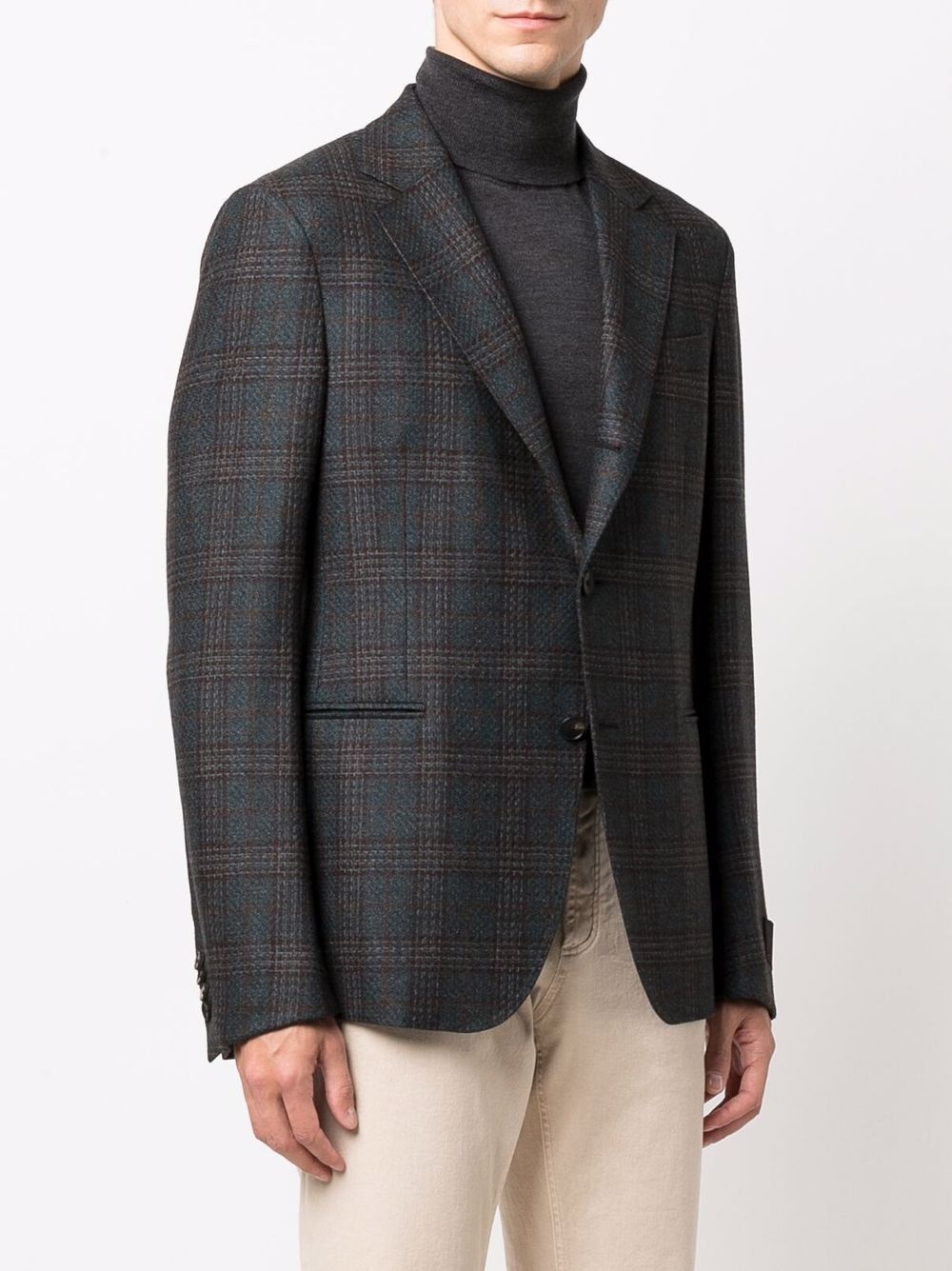 plaid-check blazer - 3