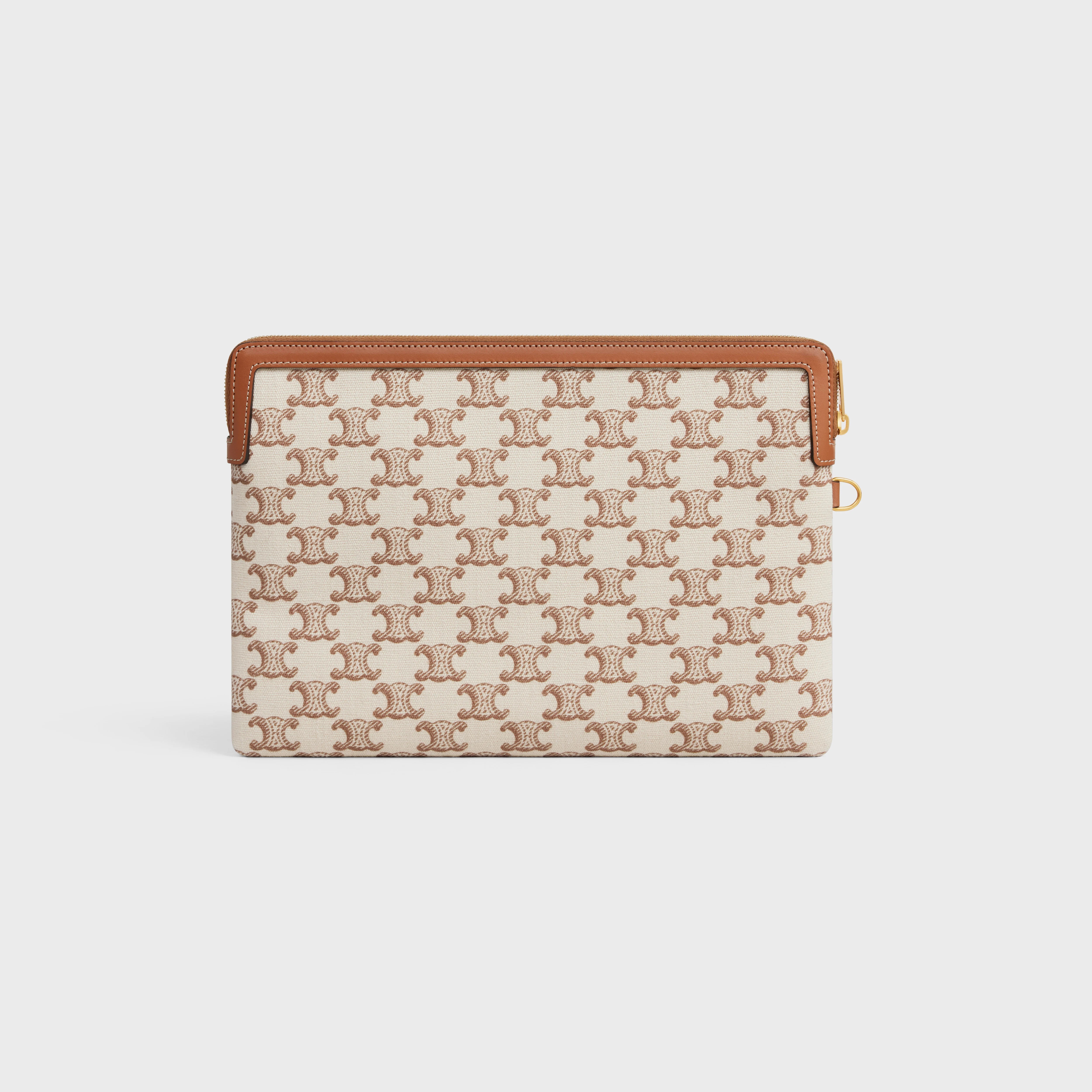 SMALL POUCH WITH STRAP in TEXTILE WITH TRIOMPHE PRINT AND CALFSKIN - 4