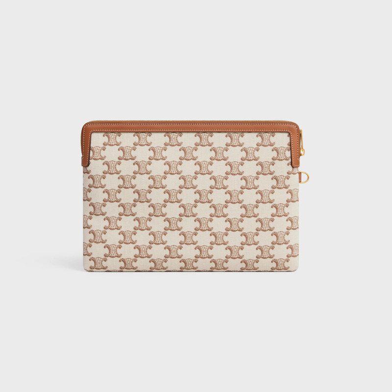 SMALL POUCH WITH STRAP in TEXTILE WITH TRIOMPHE PRINT AND CALFSKIN 4