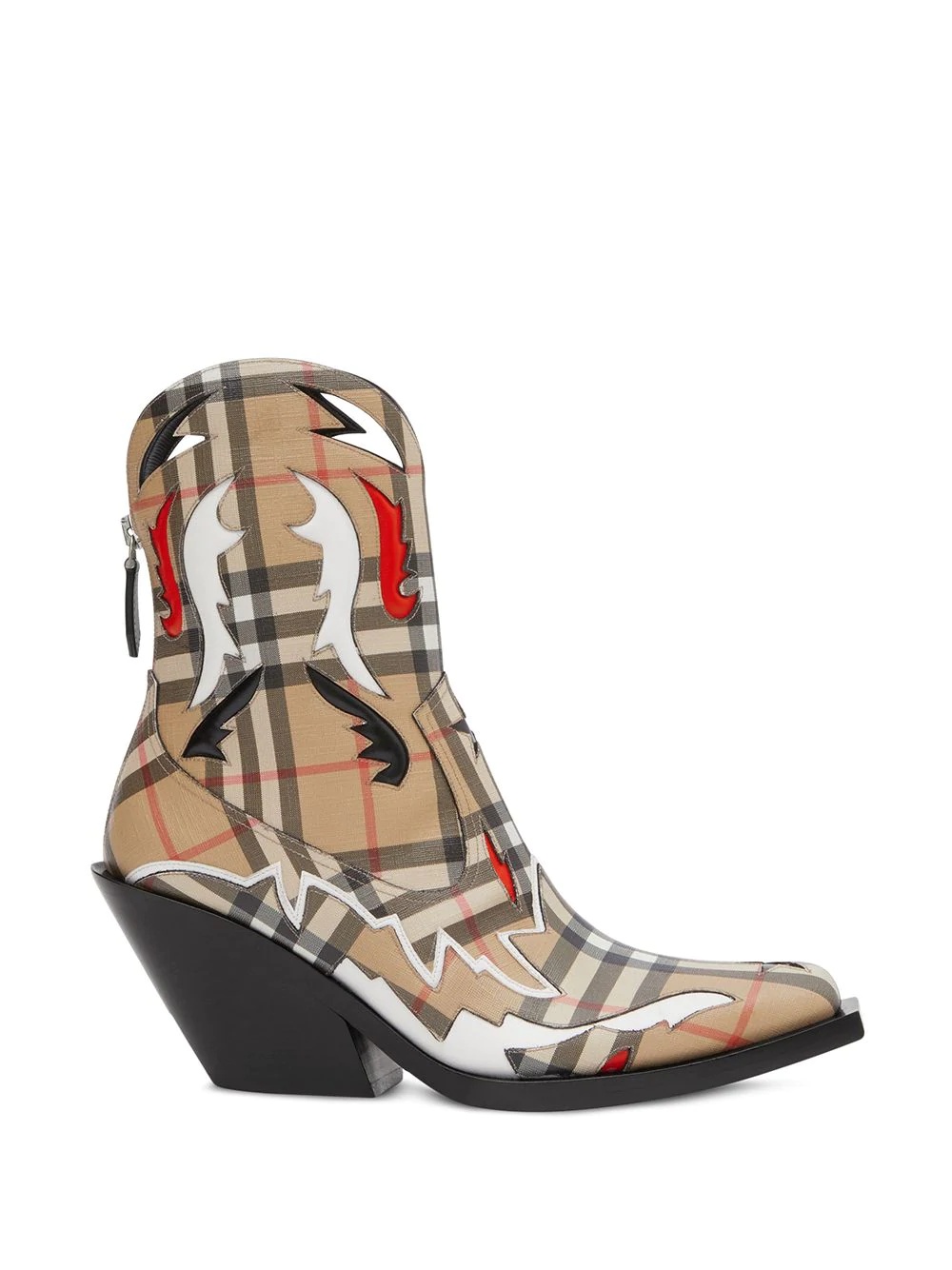 topstitch appliqué vintage check cowboy boots - 2