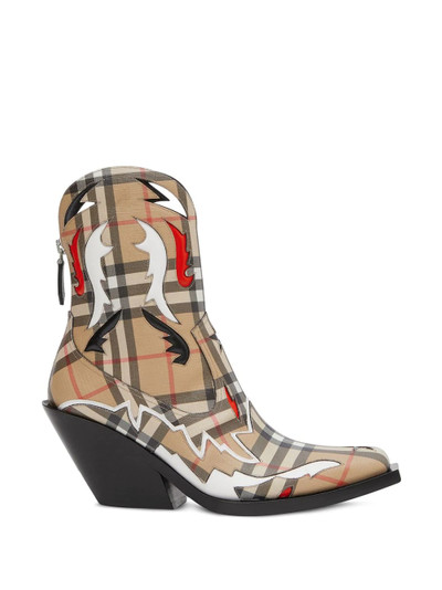 Burberry topstitch appliqué vintage check cowboy boots outlook