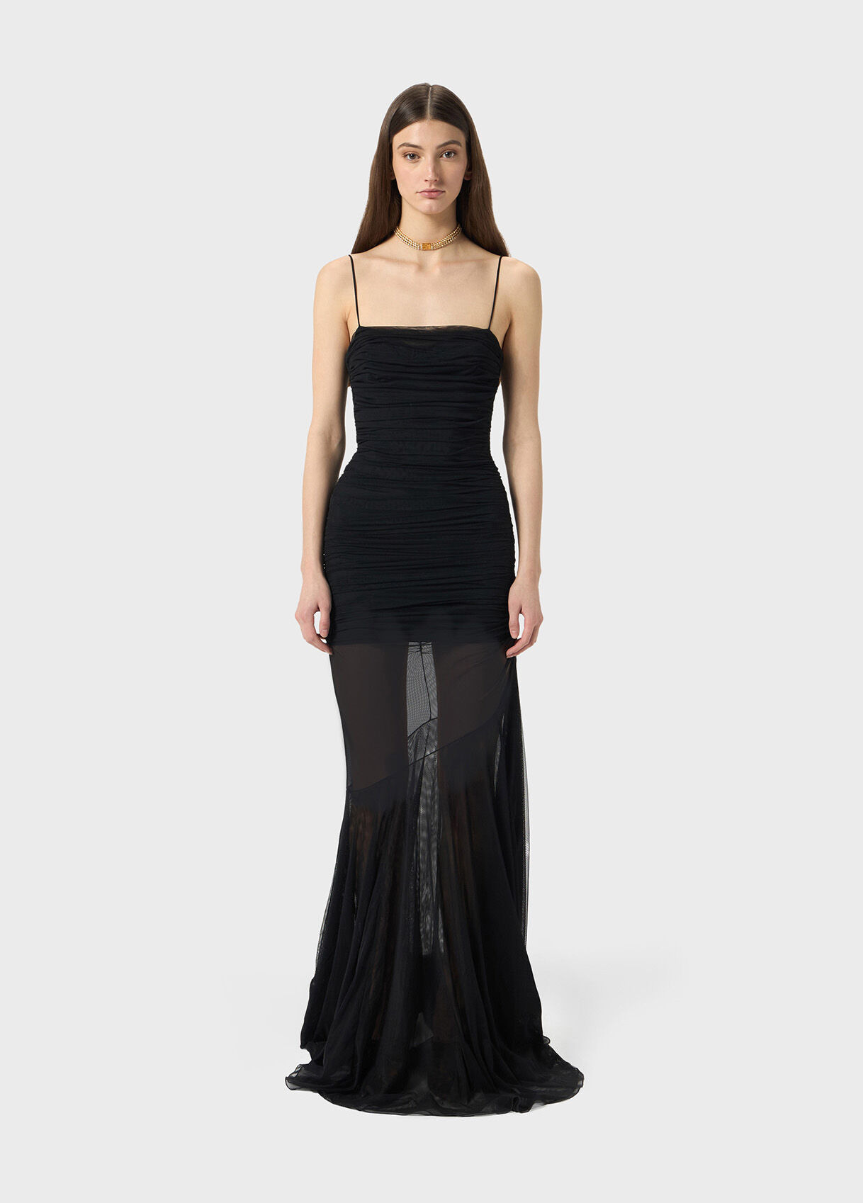 LONG DRESS IN TULLE WITH RUFFLES - 2