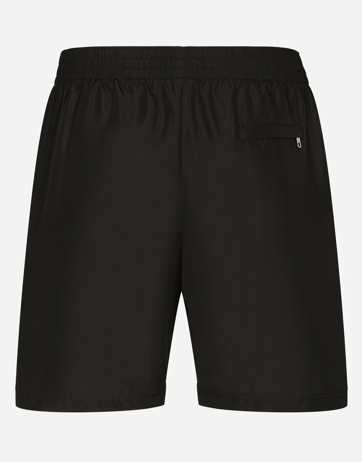Mid-length swim trunks with logo tag - 2