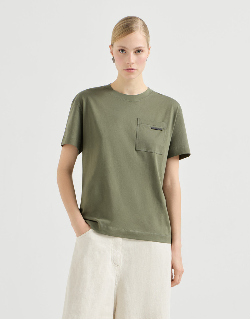 Cotton jersey T-shirt with shiny tab 2