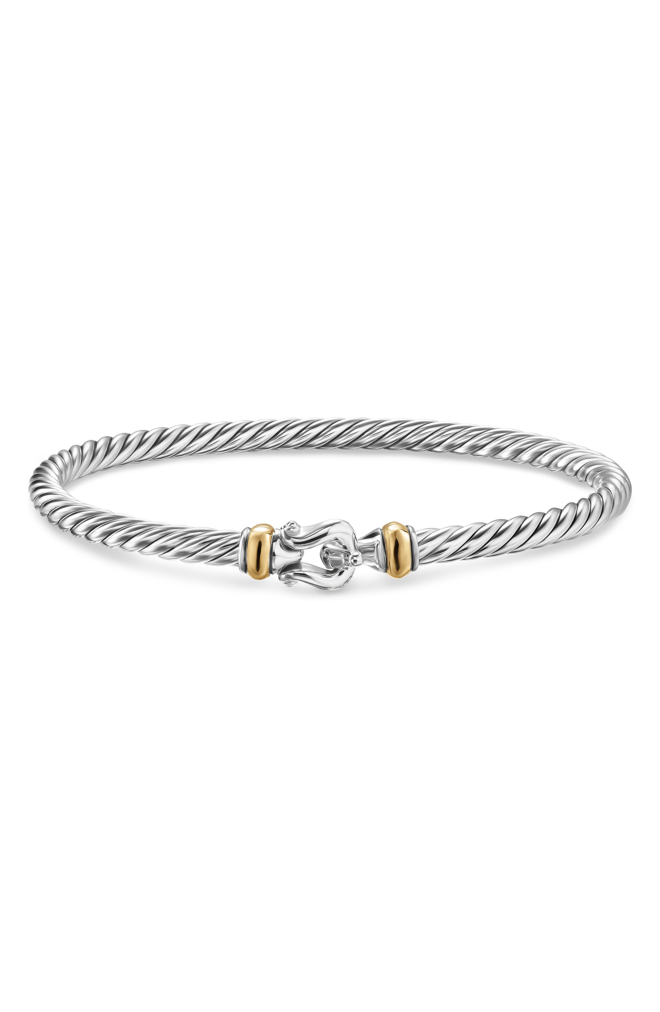 David Yurman Cable Flex Buckle Bracelet in Sterling Silver with 14K Yellow Gold at Nordstrom - 6