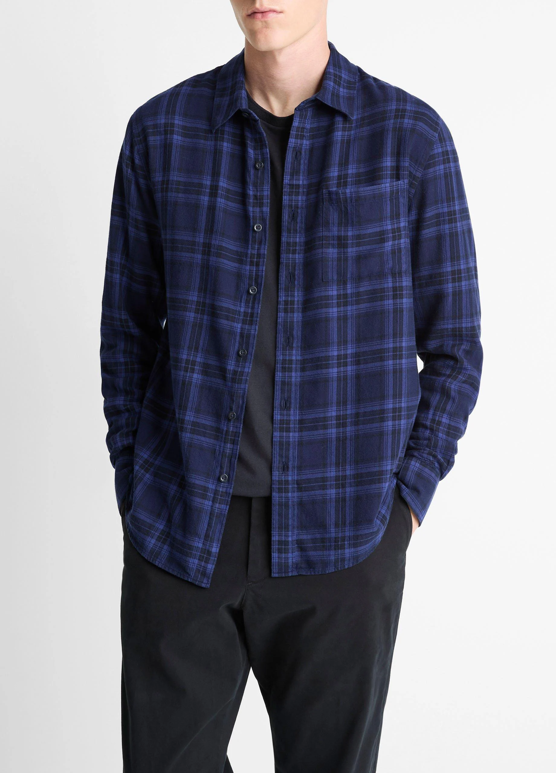 Big Horn Plaid Cotton Button-Front Shirt - 1