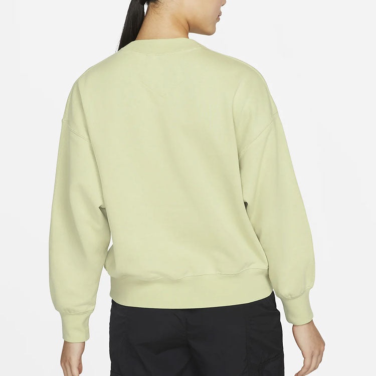 (WMNS) Air Jordan Logoo Loose Knit Round Neck Hoodie 'Olive Green Grey' DM5190-371 - 5
